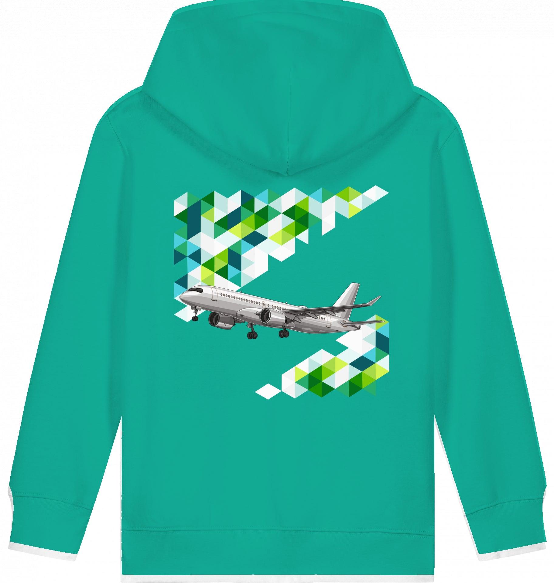 Aviation Kids Flugzeug Hoodie "Airbus A220 Aircraft" Go Green für Piloten, Crews, Kinder & Planespotter made by SUPERSONIC aero 4U