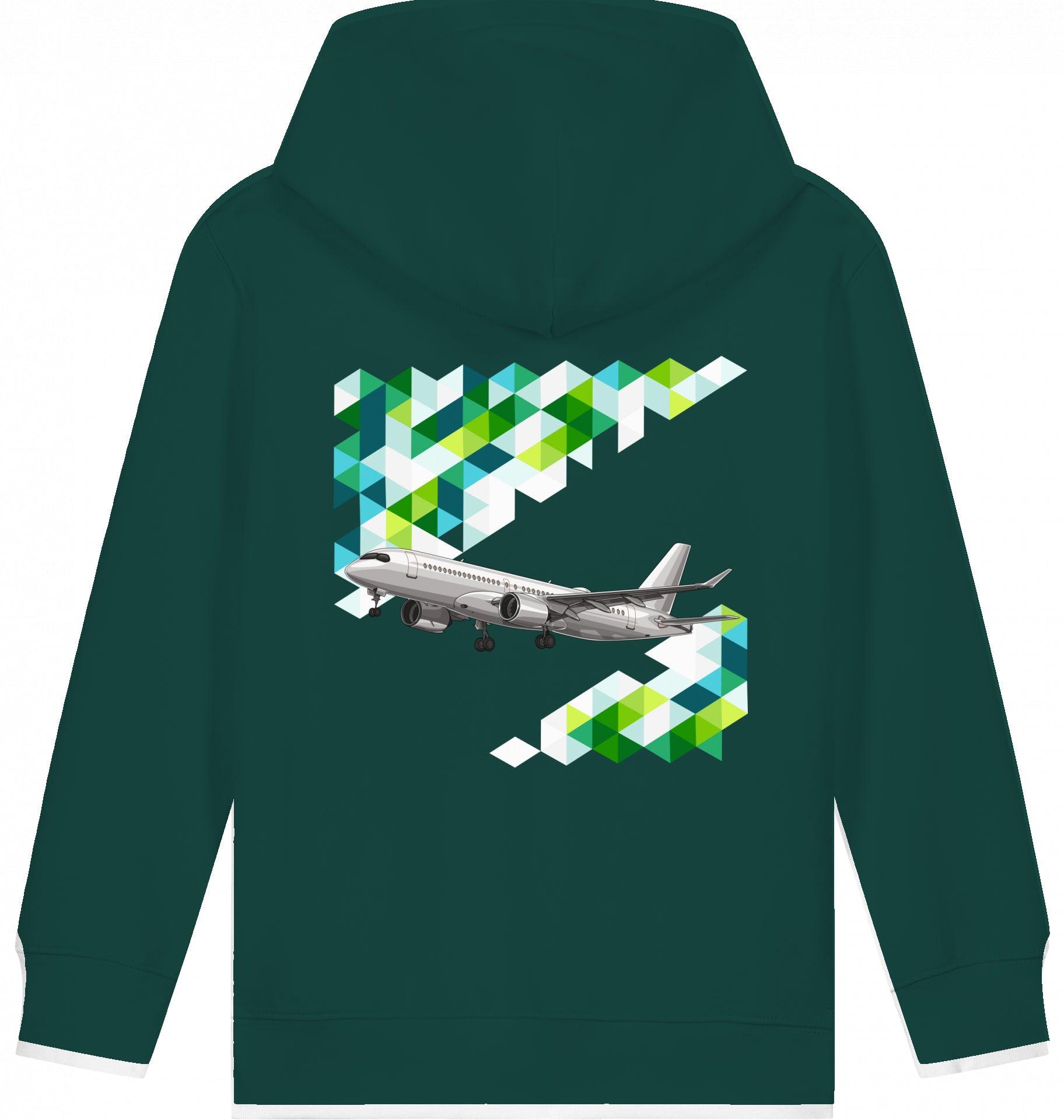Aviation Kids Flugzeug Hoodie "Airbus A220 Aircraft" Glazed Green für Piloten, Crews, Kinder & Planespotter made by SUPERSONIC aero 4U