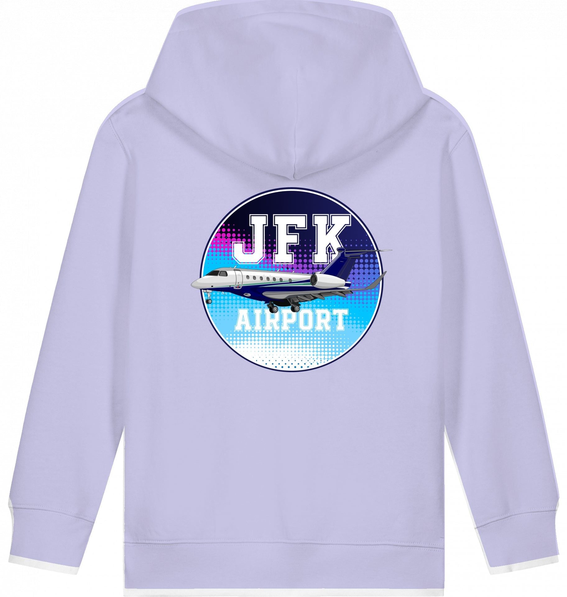 Aviation Kids Flugzeug Hoodie Embraer Praetor 600 JFK Lavender für Piloten, Crews, Kinder & Planespotter made by SUPERSONIC aero 4U