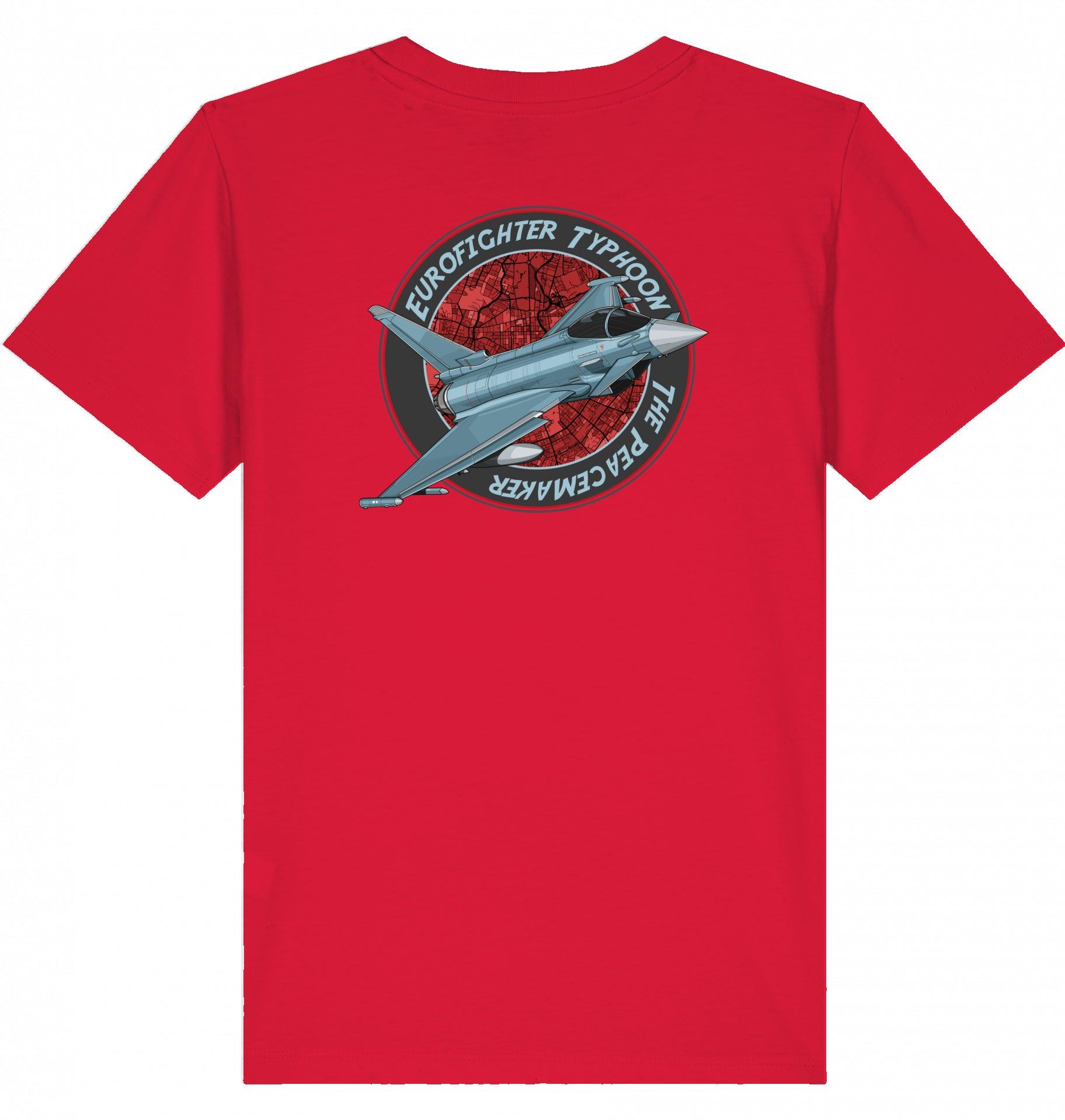 Aviation Kids Aviation T-Shirt "Eurofighter Typhoon - The Peacemaker" 2.0 Red für Piloten, Crews, Kinder & Planespotter made by SUPERSONIC aero 4U