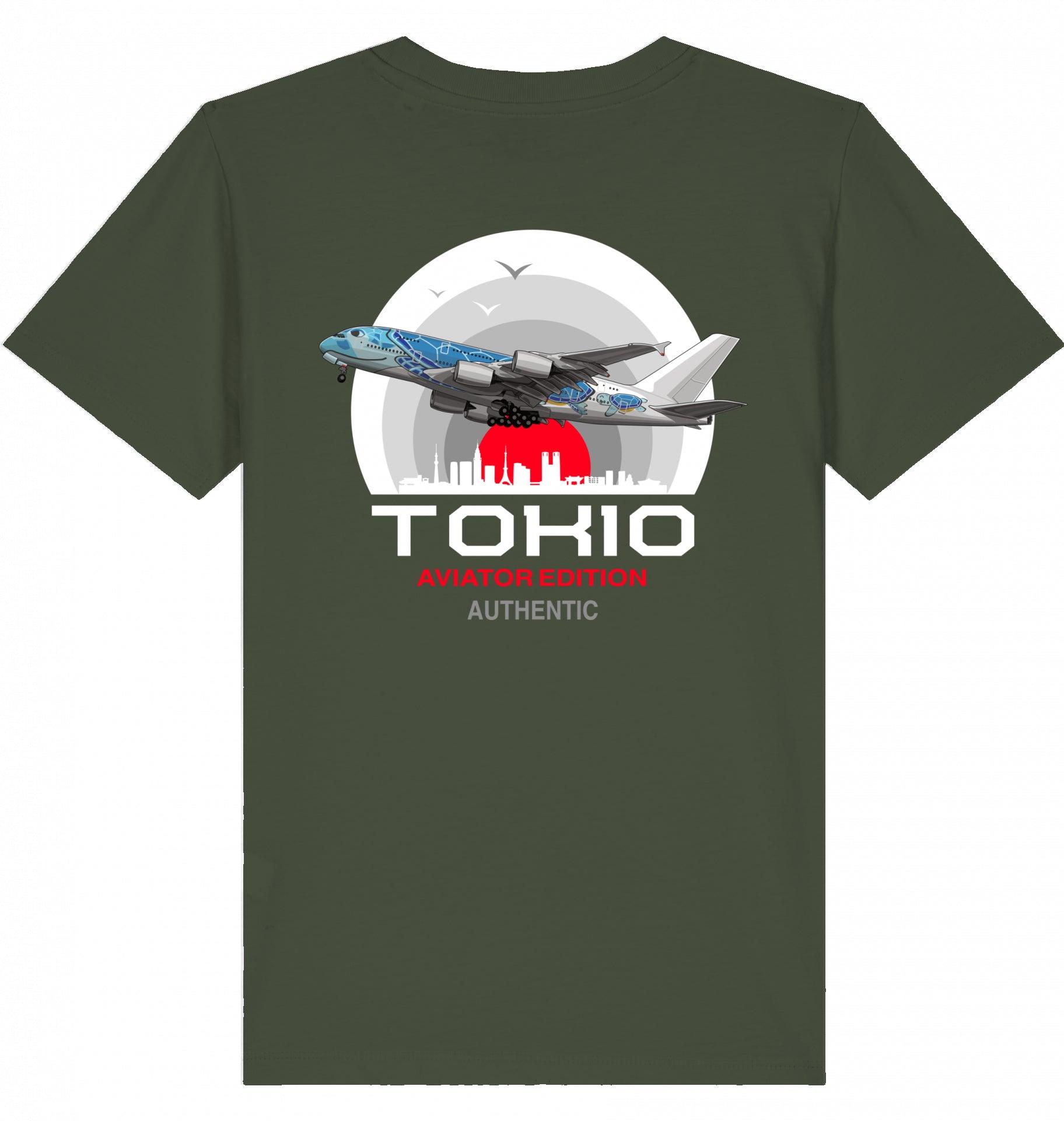 Aviation Kids Aviation T-Shirt "Aviator Tokio Summer" 2.0 Khaki für Piloten, Crews, Kinder & Planespotter made by SUPERSONIC aero 4U