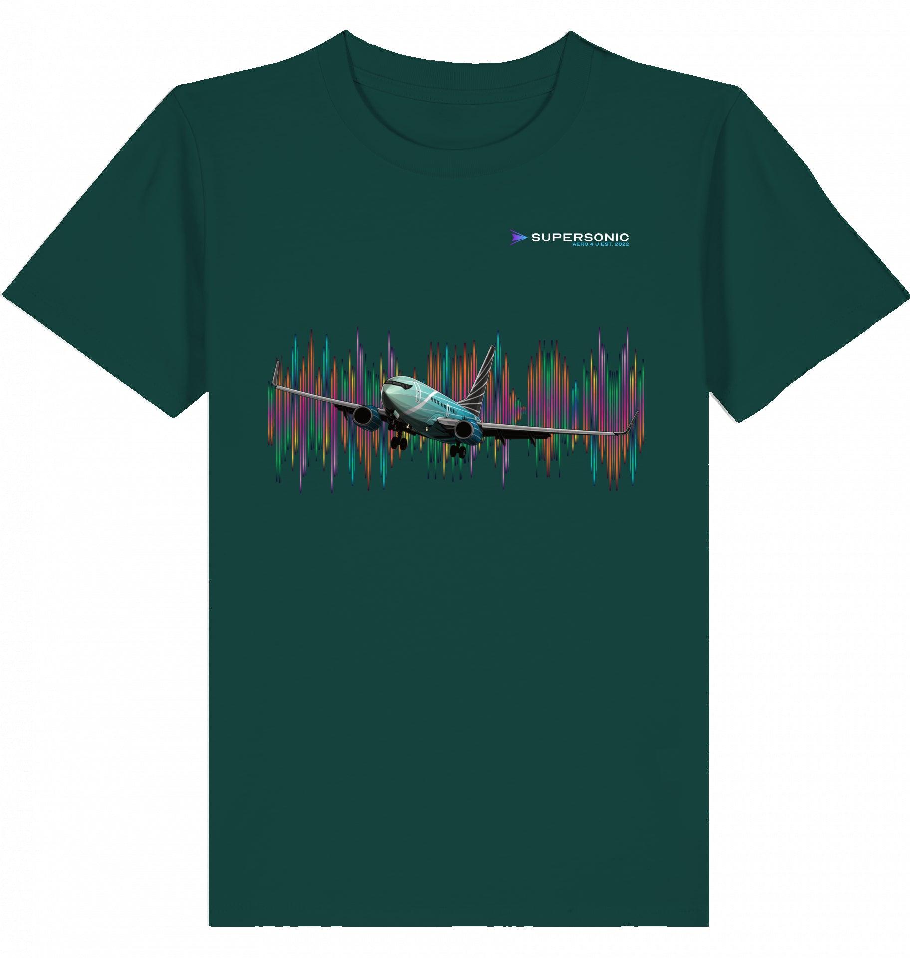 Aviation Kids Aviation T-Shirt Boeing 737 BBJ Business Jet 2.0 Glazed Green für Piloten, Crews, Kinder & Planespotter made by SUPERSONIC aero 4U