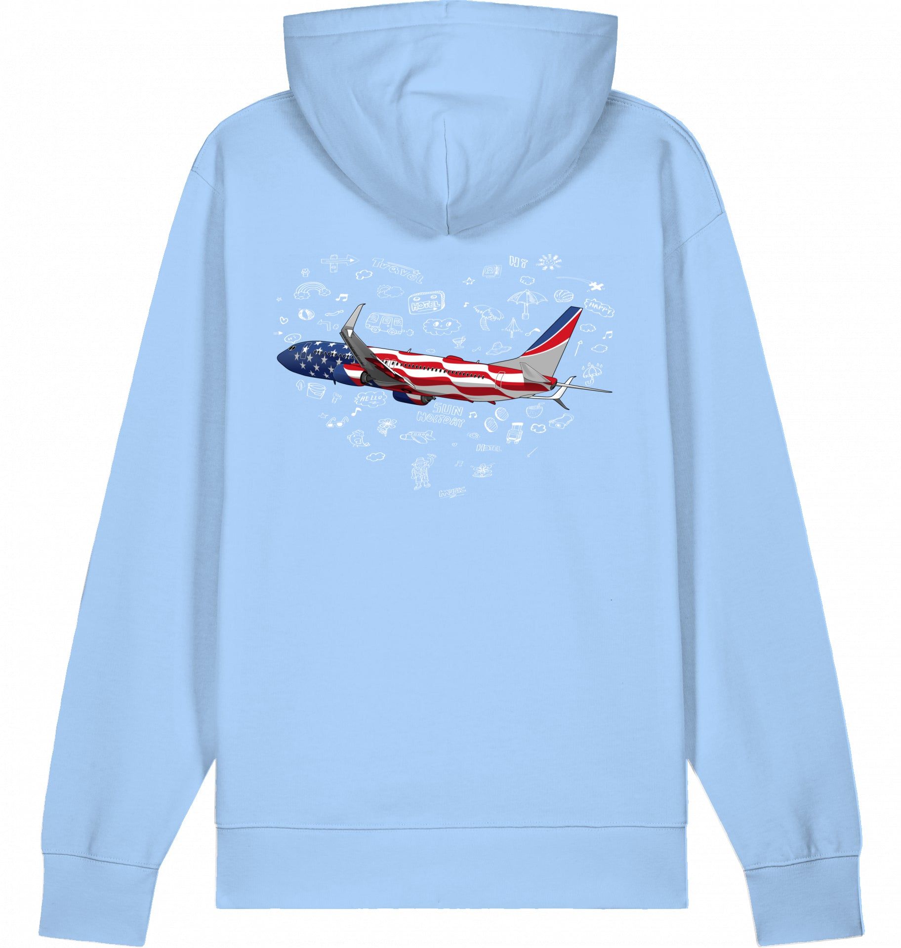 Aviation Flugzeug Hoodie Boeing 737 Stars & Stripes Blue Soul für Piloten, Crews, Kinder & Planespotter made by SUPERSONIC aero 4U