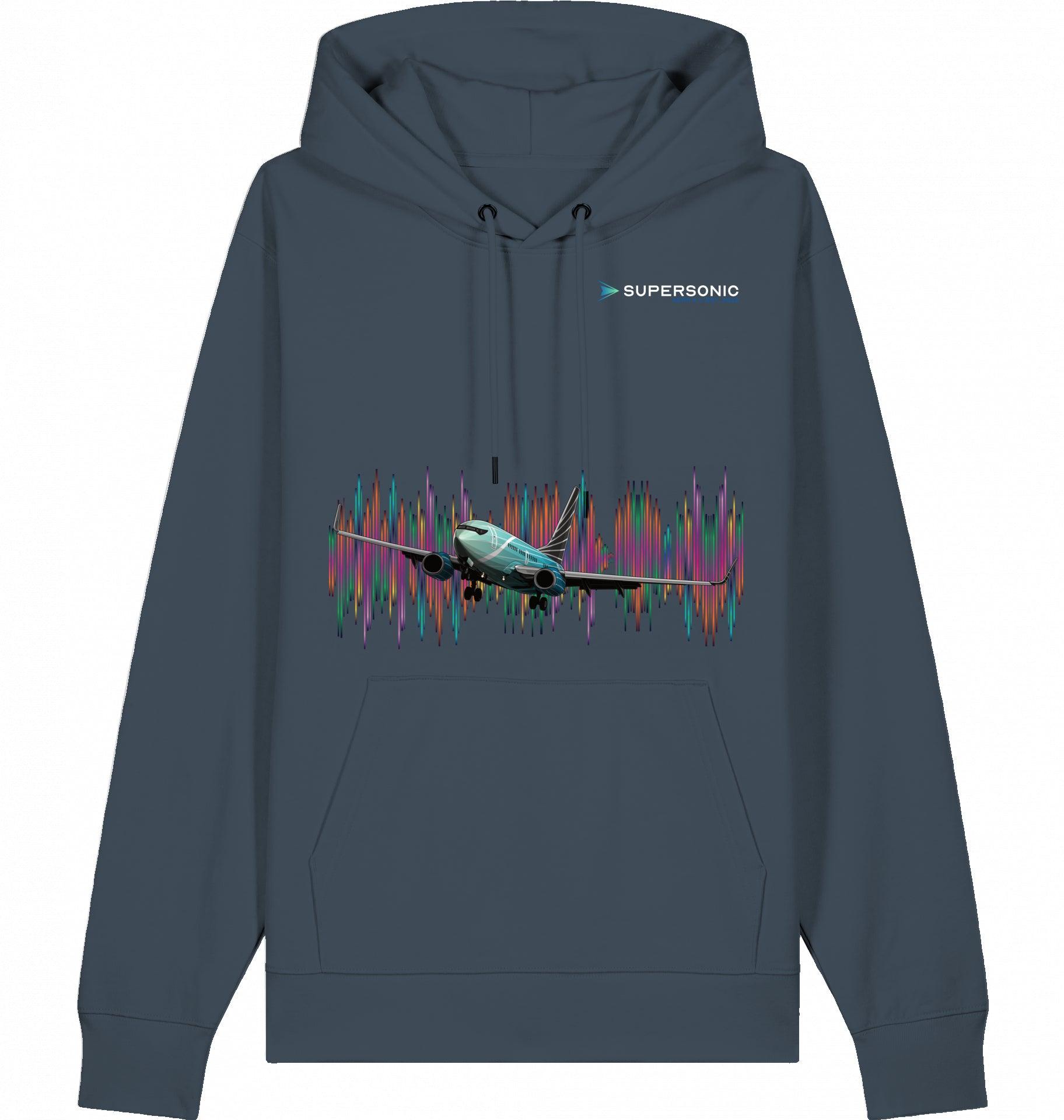 Aviation Flugzeug Hoodie Boeing 737 BBJ Businessjet India Ink Grey für Piloten, Crews, Kinder & Planespotter made by SUPERSONIC aero 4U