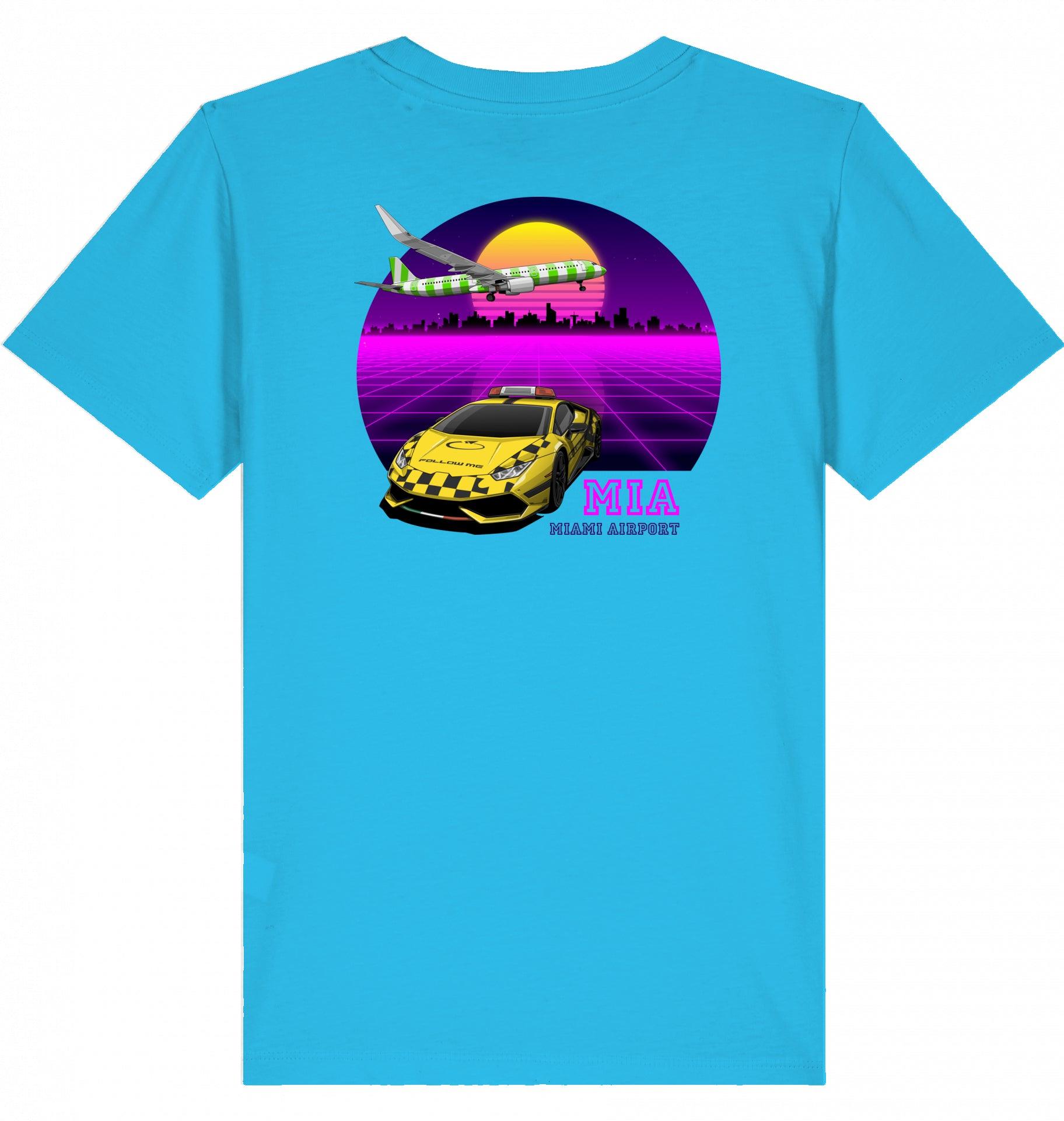Aviation Kids Aviation T-Shirt MIA Miami Airport 80ties 2.0 Aqua Blue für Piloten, Crews, Kinder & Planespotter made by SUPERSONIC aero 4U