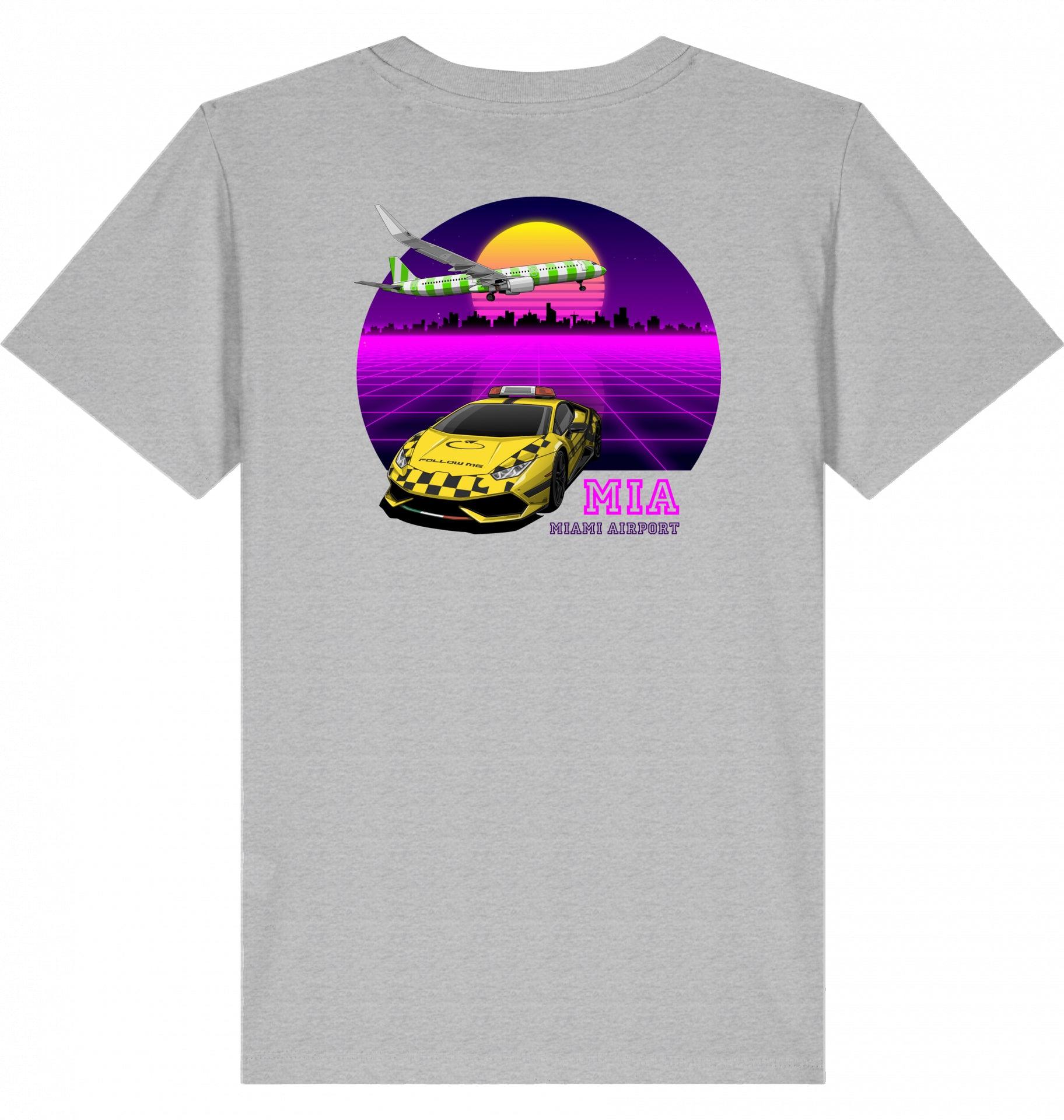 Aviation Kids Aviation T-Shirt MIA Miami Airport 80ties 2.0 Heather Grey für Piloten, Crews, Kinder & Planespotter made by SUPERSONIC aero 4U
