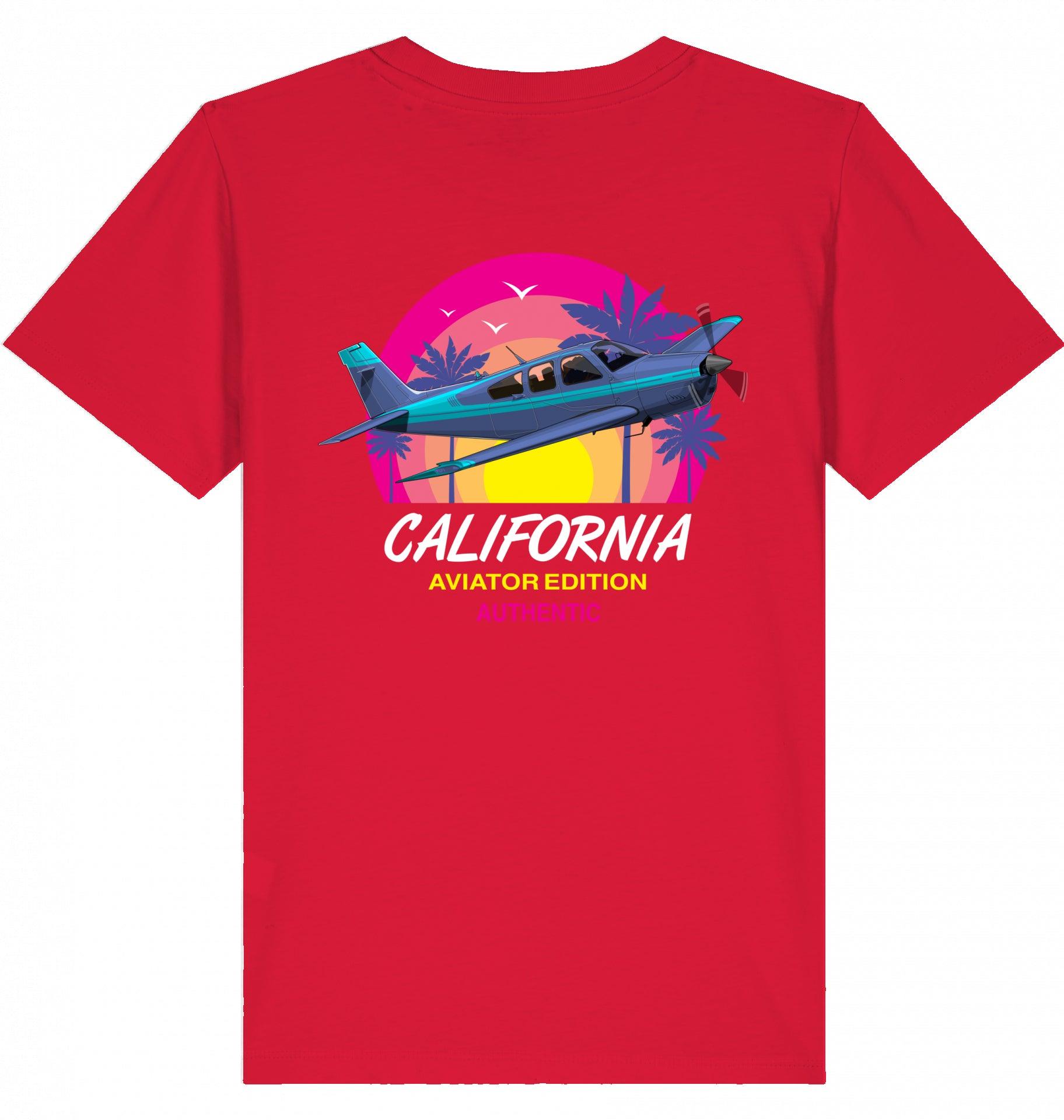 Aviation Kids Aviation T-Shirt "Aviator California Summer" 2.0 Red für Piloten, Crews, Kinder & Planespotter made by SUPERSONIC aero 4U