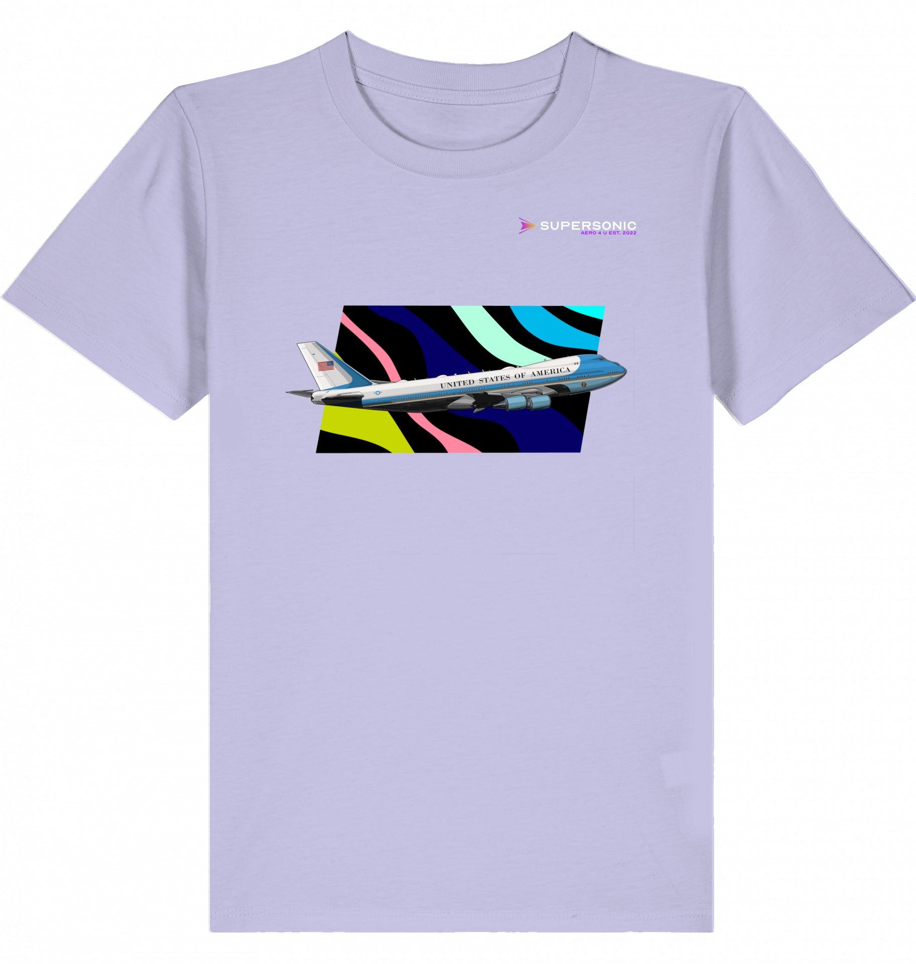 Aviation Kids Aviation T-Shirt Air Force One Boeing 747 Jumbo Jet Flugzeug 2.0 Lavender für Piloten, Crews, Kinder & Planespotter made by SUPERSONIC aero 4U