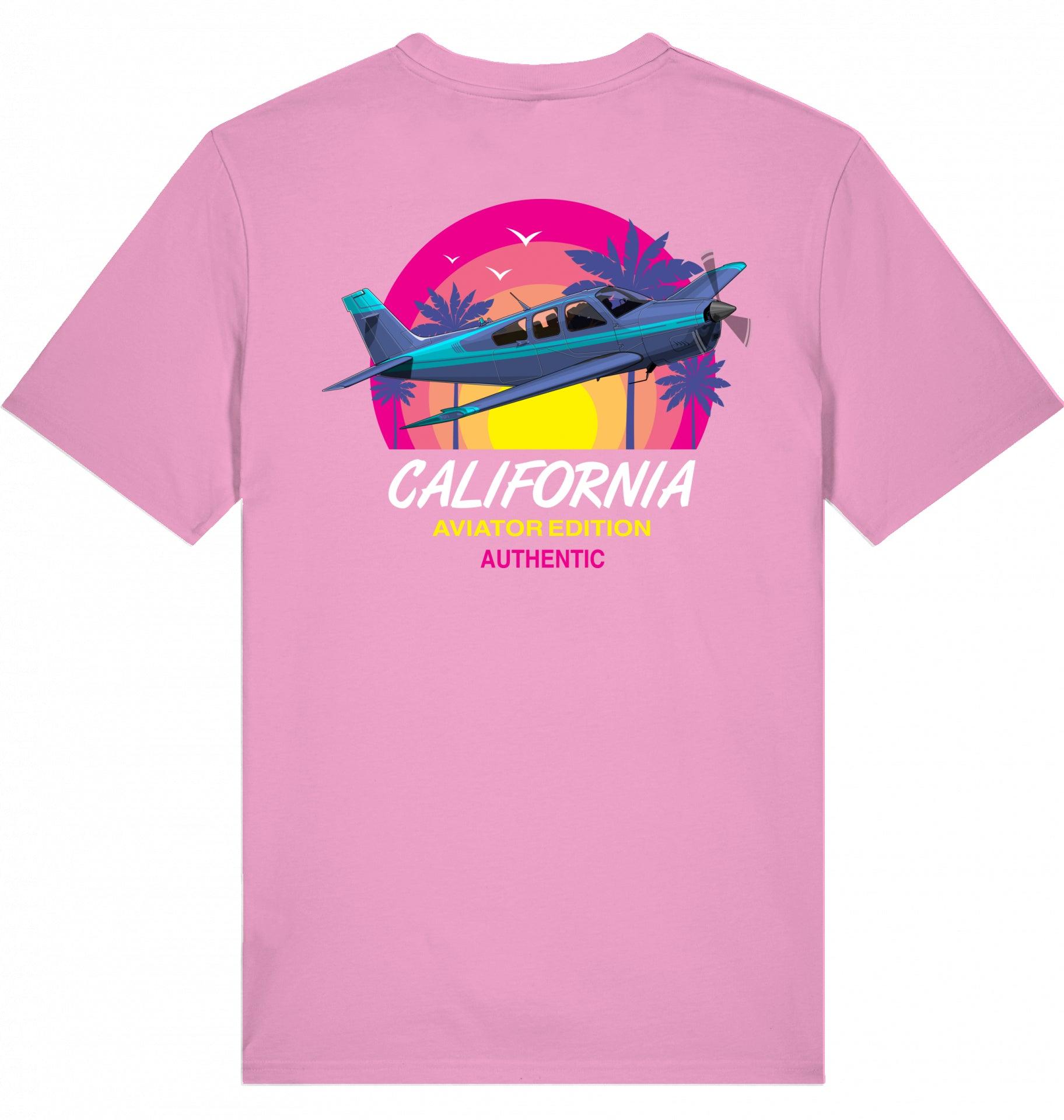 Aviation Flugzeug T-Shirt "Aviator California Summer" Bubble Pink für Piloten, Crews, Kinder & Planespotter made by SUPERSONIC aero 4U