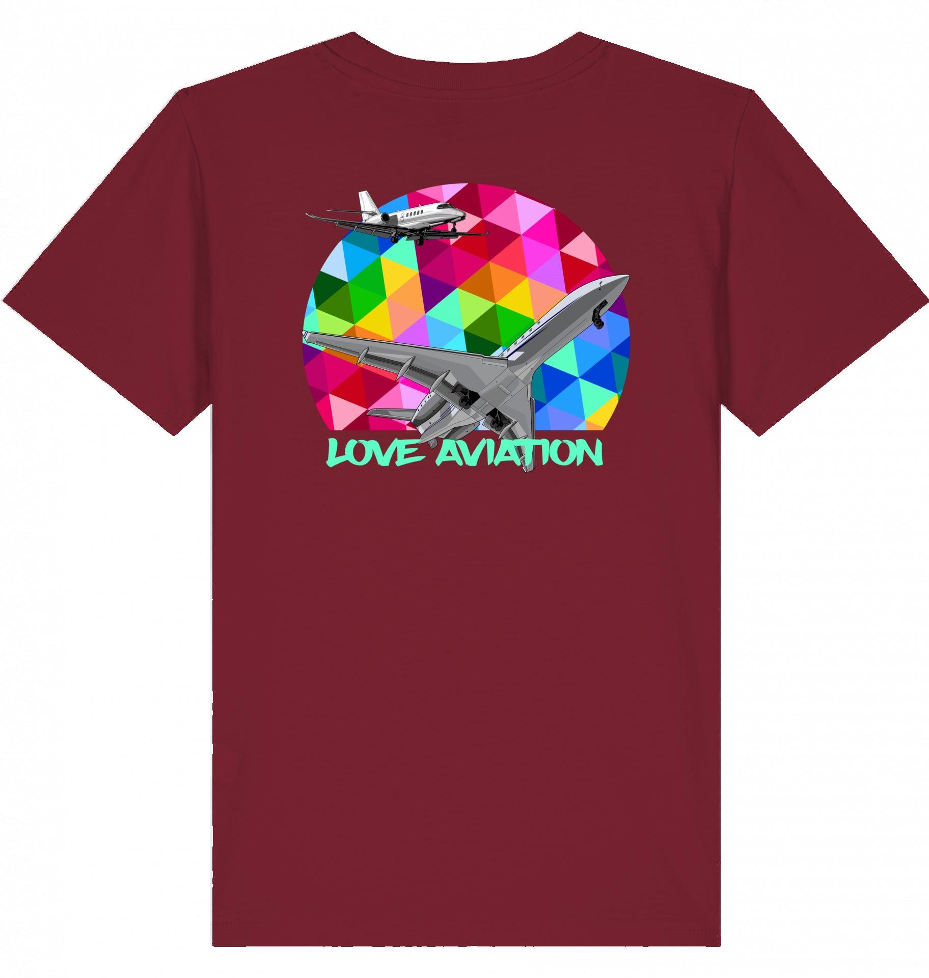 Aviation Kids Aviation T-Shirt "Love Aviation" Flugzeuge 2.0 Burgundy für Piloten, Crews, Kinder & Planespotter made by SUPERSONIC aero 4U