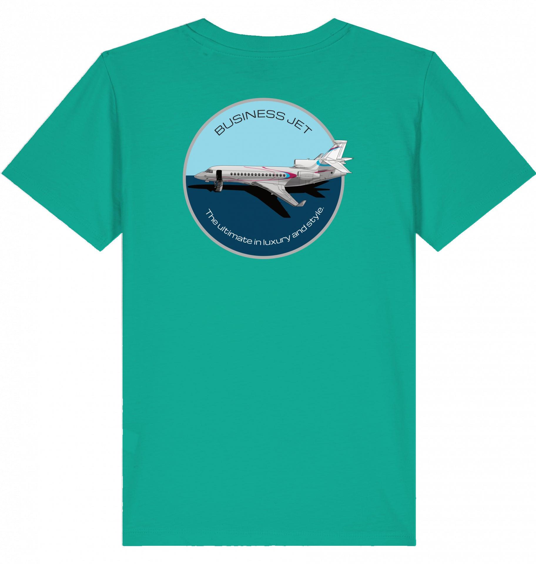 Aviation Kids Aviation T-Shirt "Dassault Falcon 7X Business Jet" 2.0 Go Green für Piloten, Crews, Kinder & Planespotter made by SUPERSONIC aero 4U