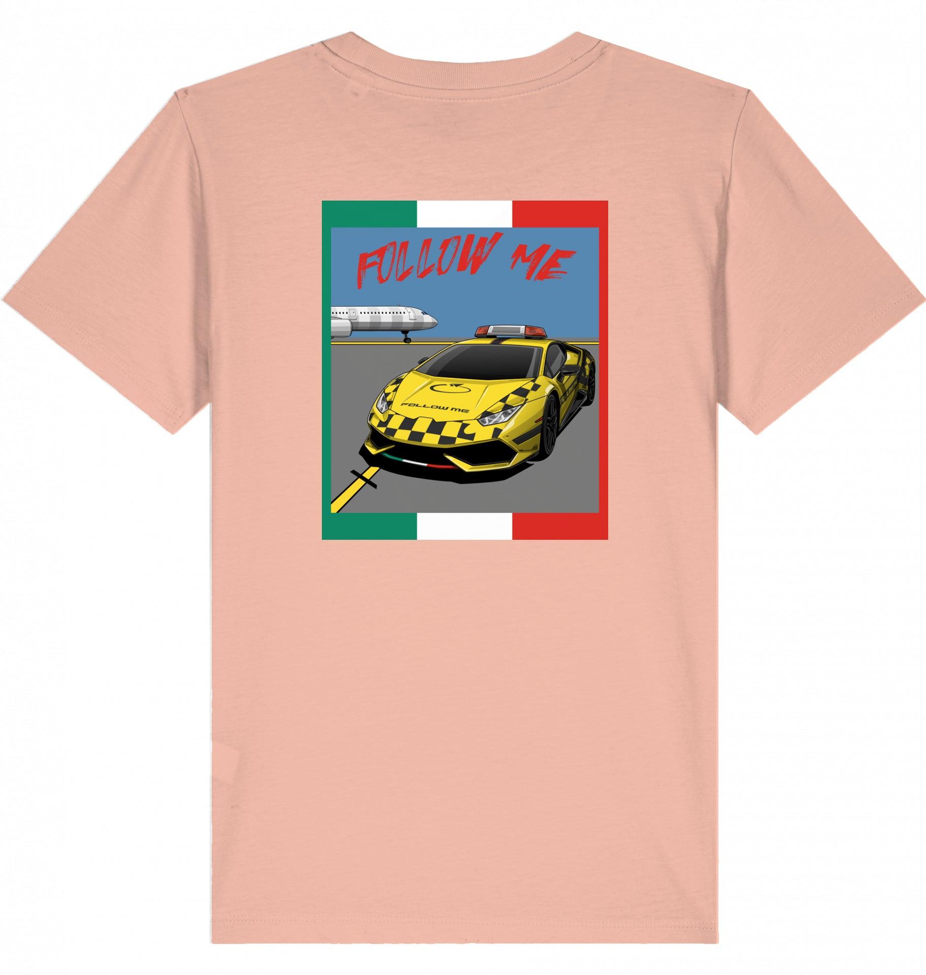 Aviation Kids Aviation T-Shirt "Follow Me Supercar" Flughafen 2.0 Fraiche Peche für Piloten, Crews, Kinder & Planespotter made by SUPERSONIC aero 4U