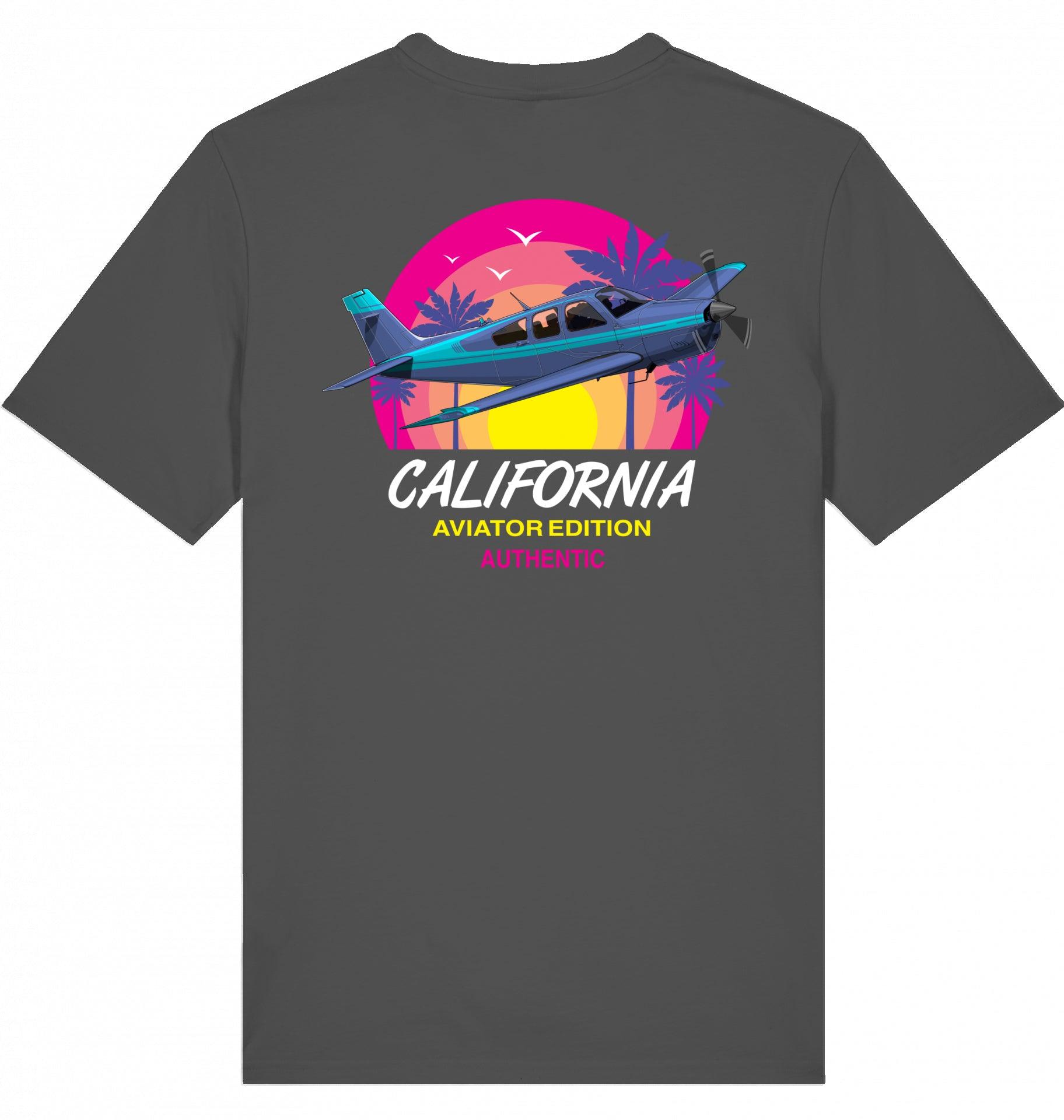 Aviation Flugzeug T-Shirt "Aviator California Summer" Anthracite für Piloten, Crews, Kinder & Planespotter made by SUPERSONIC aero 4U