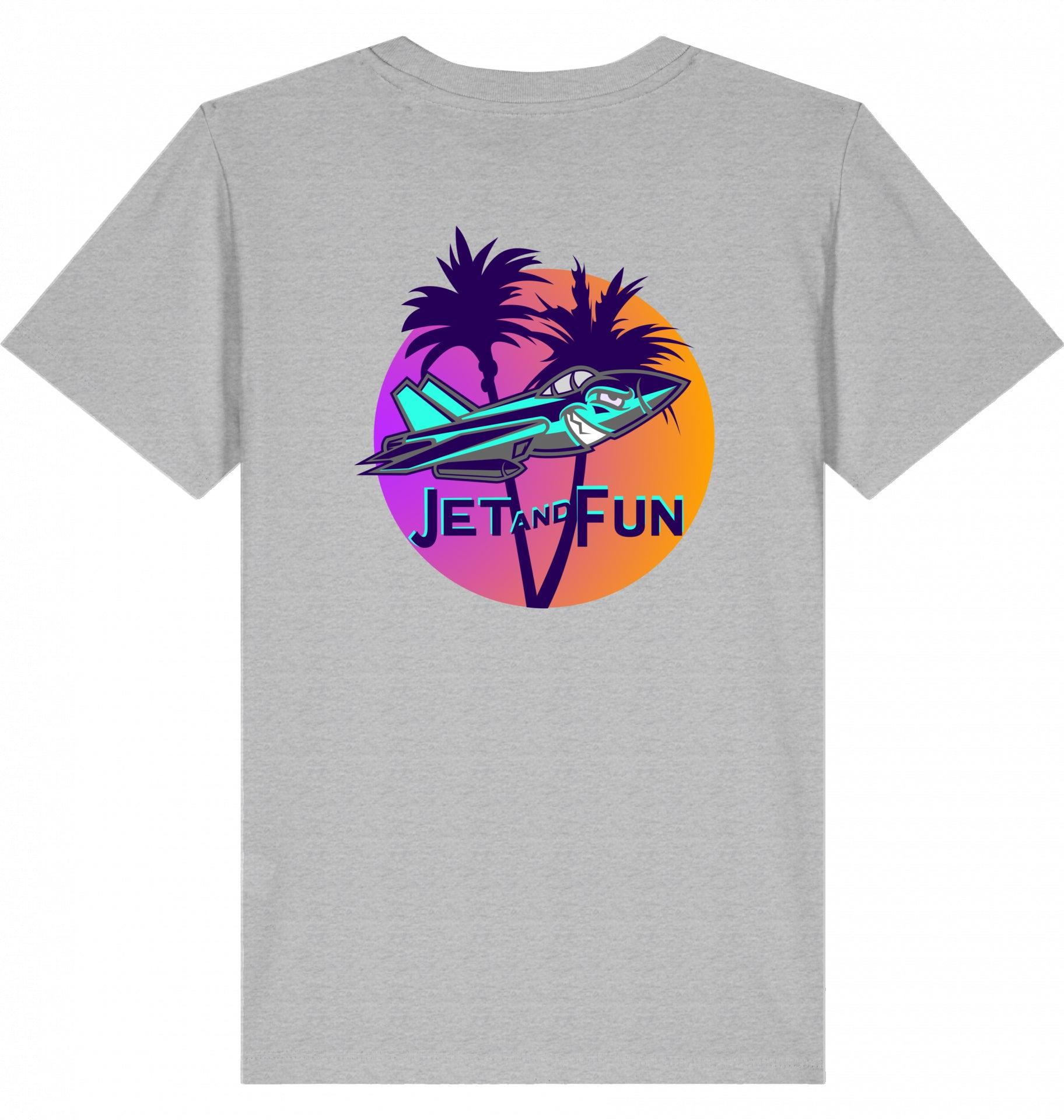 Aviation Kids Aviation T-Shirt "Jet and Fun" Flugzeug 2.0 Heather Grey für Piloten, Crews, Kinder & Planespotter made by SUPERSONIC aero 4U