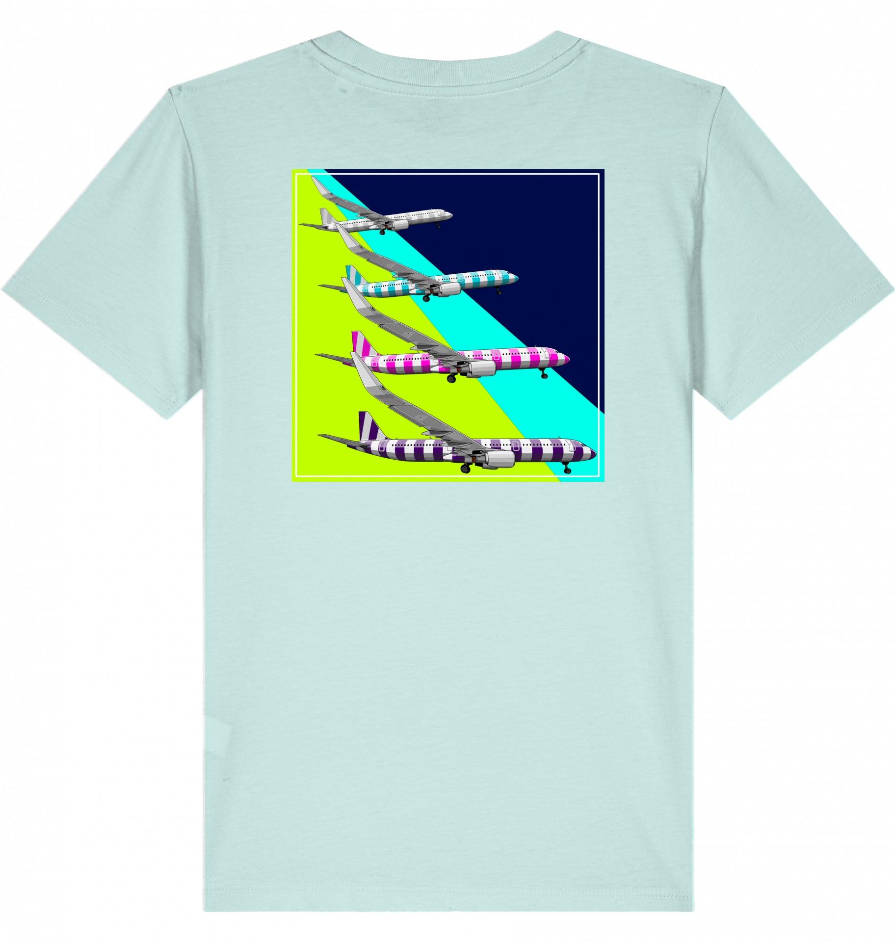 Aviation Kids Aviation T-Shirt Airbus A321 Aircraft Landing 2.0 Caribbean Blue für Piloten, Crews, Kinder & Planespotter made by SUPERSONIC aero 4U