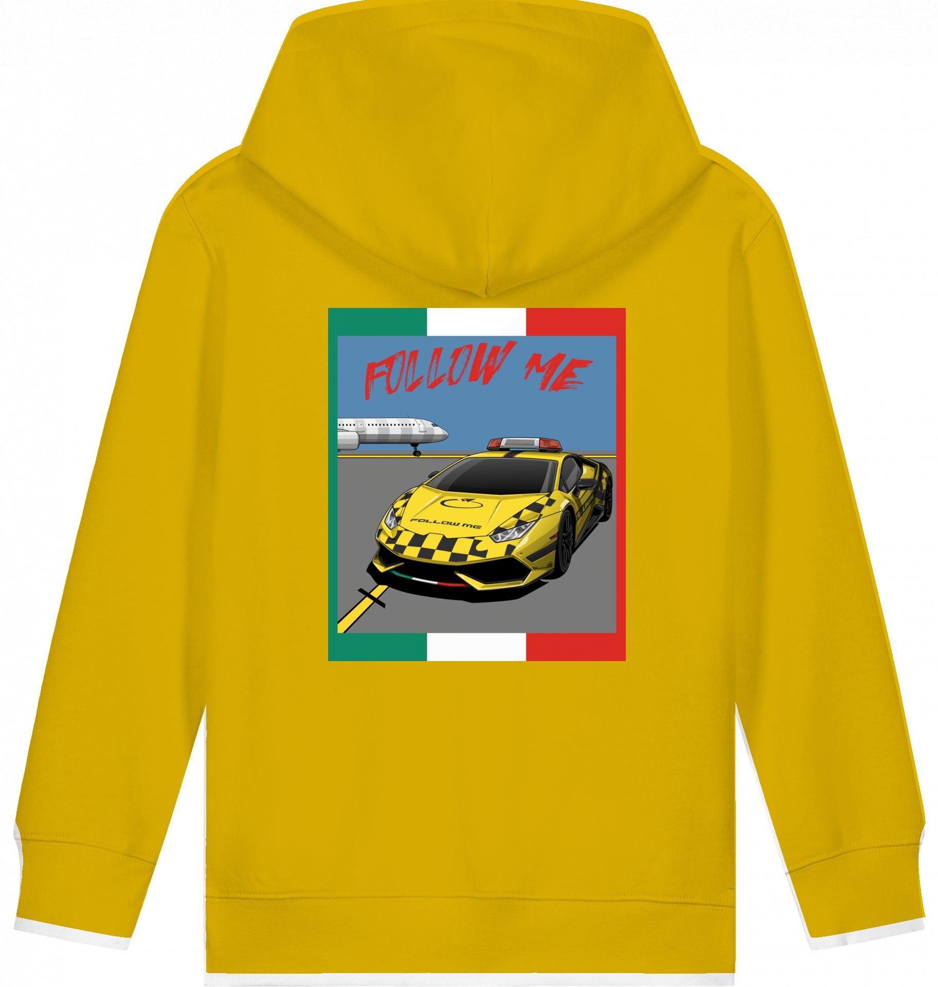 Aviation Kids Aviation Hoodie "Follow Me Italia" Airbus A321 Ochre für Piloten, Crews, Kinder & Planespotter made by SUPERSONIC aero 4U