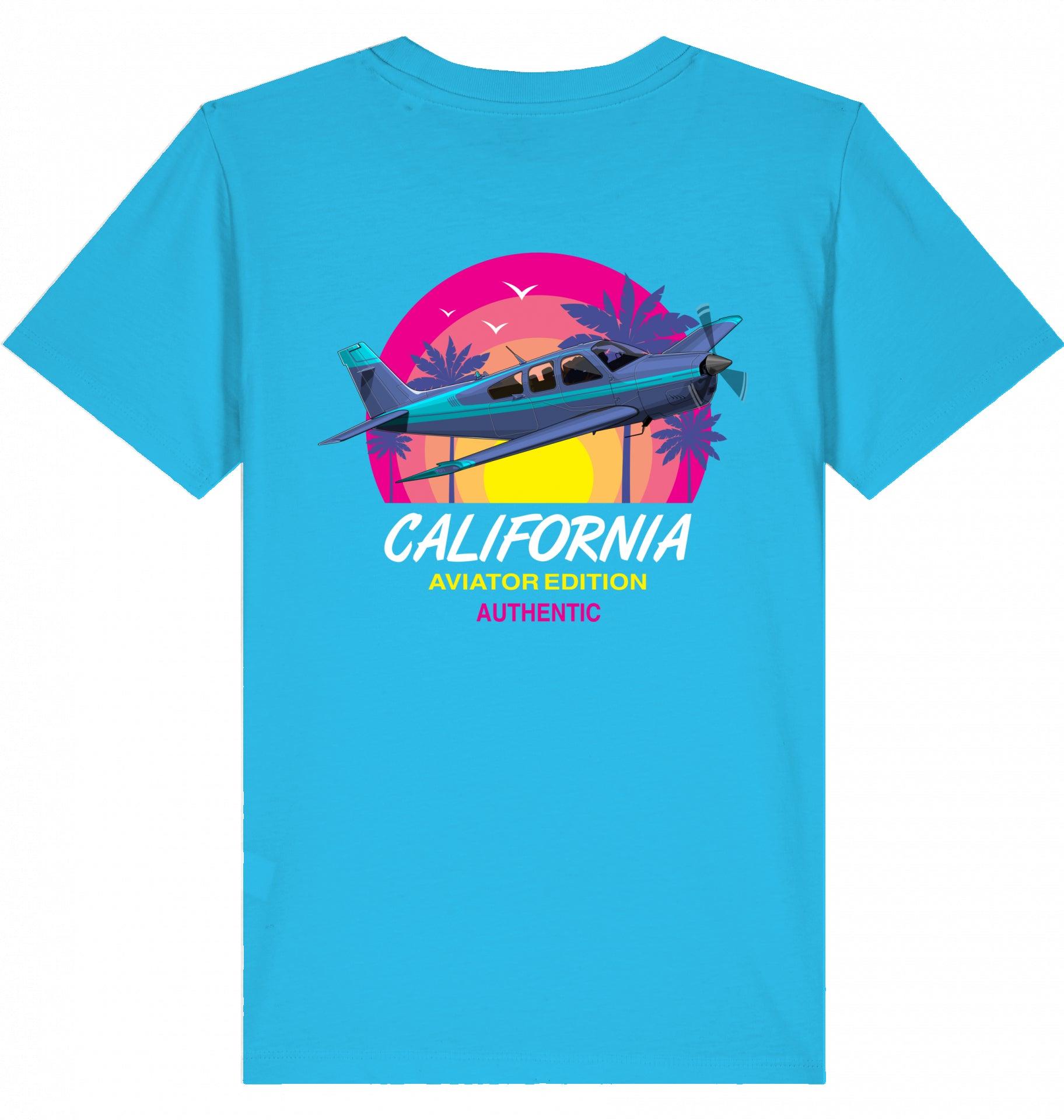 Aviation Kids Aviation T-Shirt "Aviator California Summer" 2.0 Aqua Blue für Piloten, Crews, Kinder & Planespotter made by SUPERSONIC aero 4U