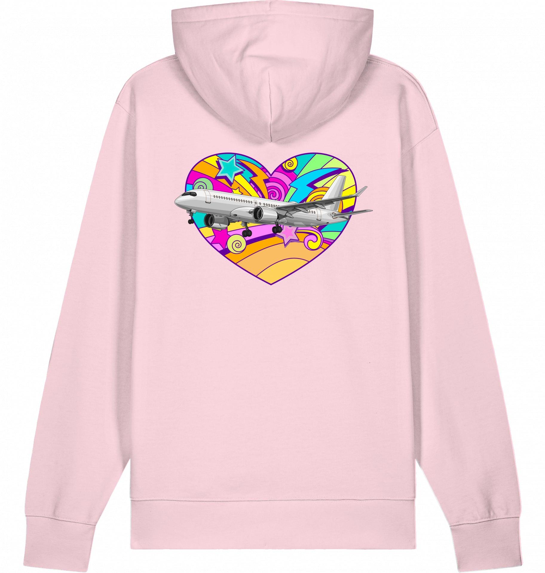 Aviation Flugzeug Hoodie Airbus A220 Heart - Airbus Lovers Cotton Pink für Piloten, Crews, Kinder & Planespotter made by SUPERSONIC aero 4U