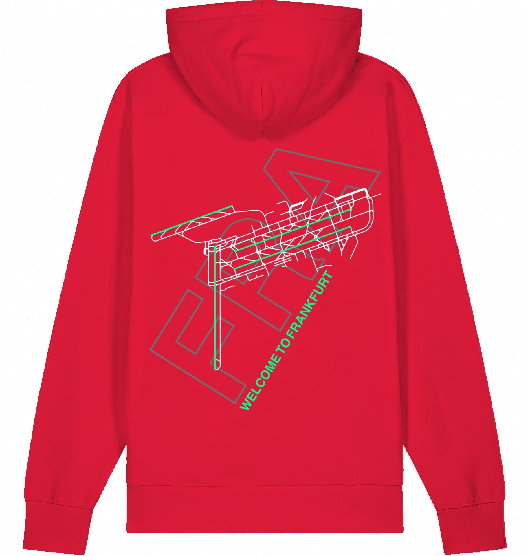 Aviation Frankfurt FRA Airport Hoodie 2.0 Red für Piloten, Crews, Kinder & Planespotter made by SUPERSONIC aero 4U