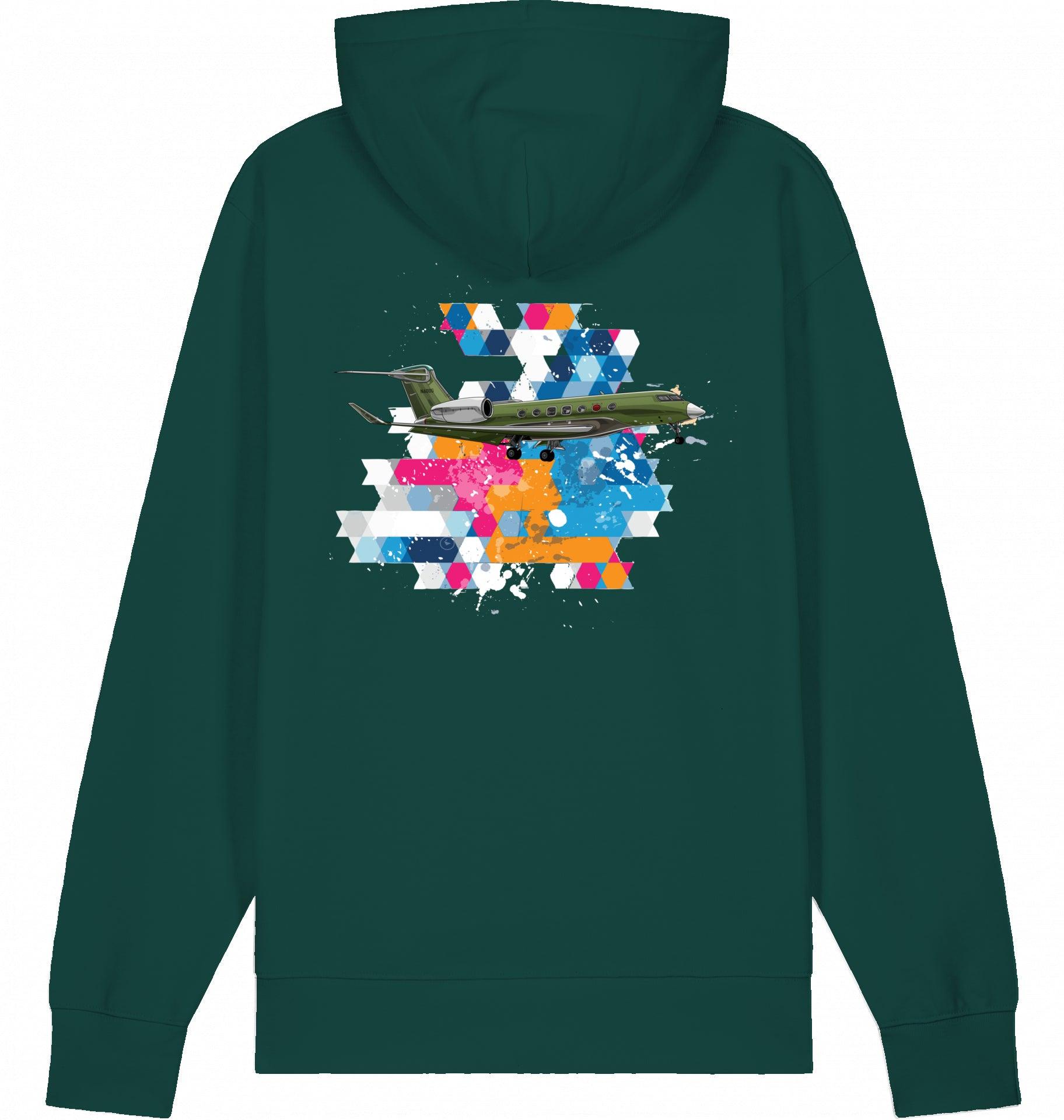 Aviation Flugzeug Hoodie Privatjet Gulfstream G500/600 Glazed Green für Piloten, Crews, Kinder & Planespotter made by SUPERSONIC aero 4U