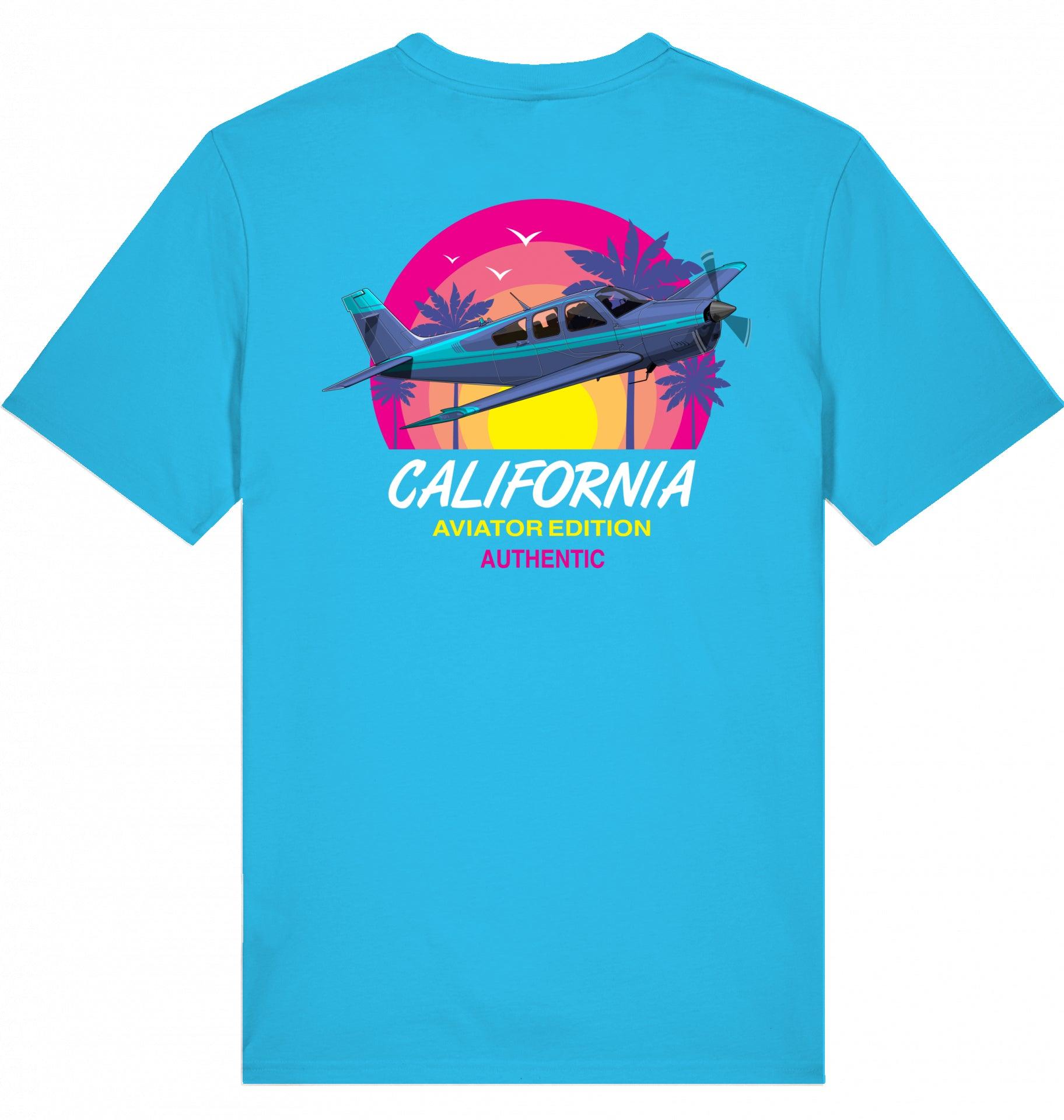 Aviation Flugzeug T-Shirt "Aviator California Summer" Aqua Blue für Piloten, Crews, Kinder & Planespotter made by SUPERSONIC aero 4U