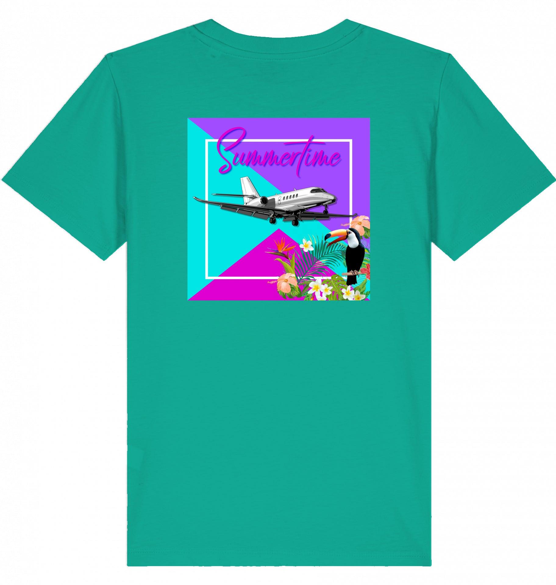 Aviation Kids Aviation T-Shirt "Summertime in Aviation" Cessna Citation Latitude Business Jet 2.0 Go Green für Piloten, Crews, Kinder & Planespotter made by SUPERSONIC aero 4U