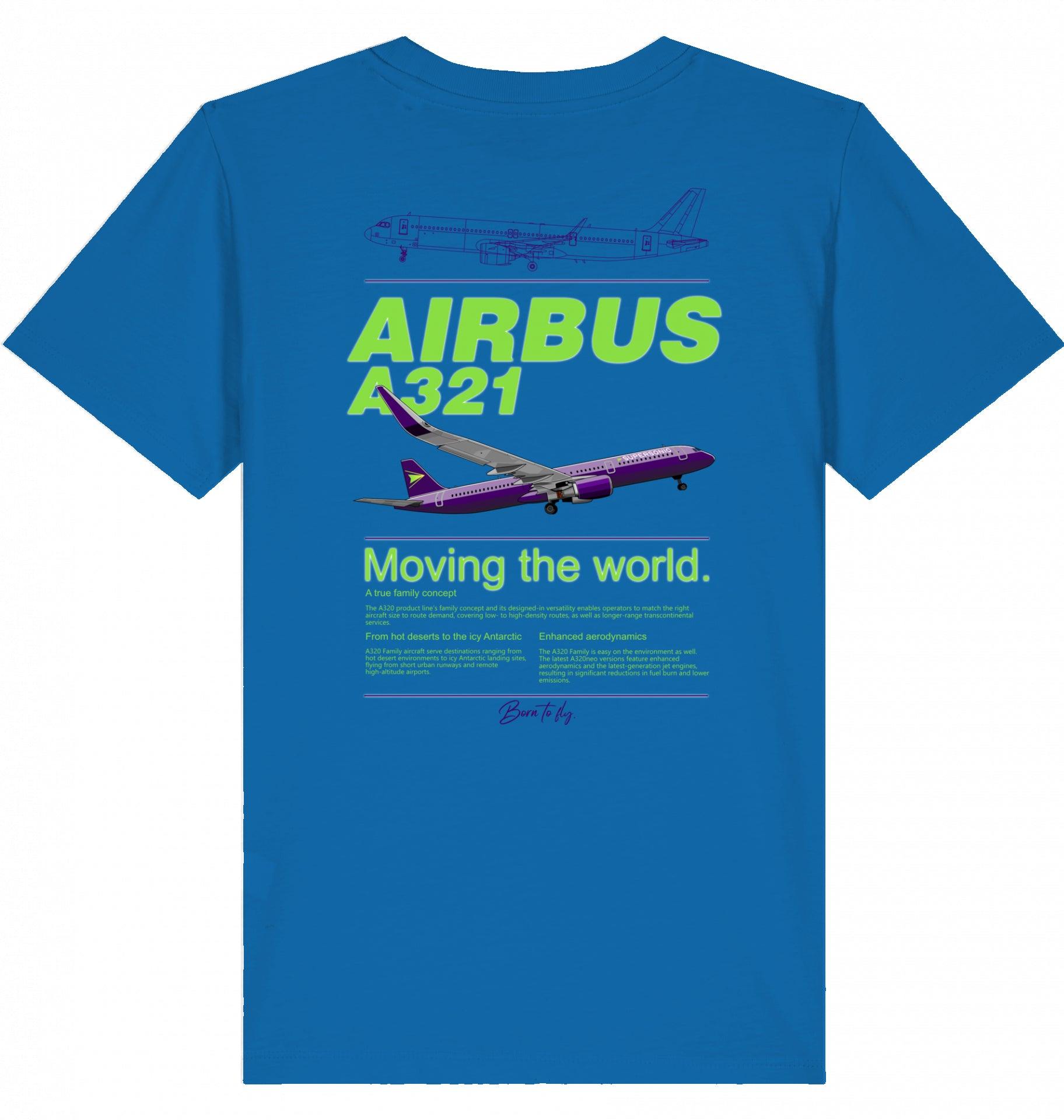 Aviation Kids Aviation T-Shirt "Airbus A321 Neo Flugzeug" 2.0 Royal Blue für Piloten, Crews, Kinder & Planespotter made by SUPERSONIC aero 4U