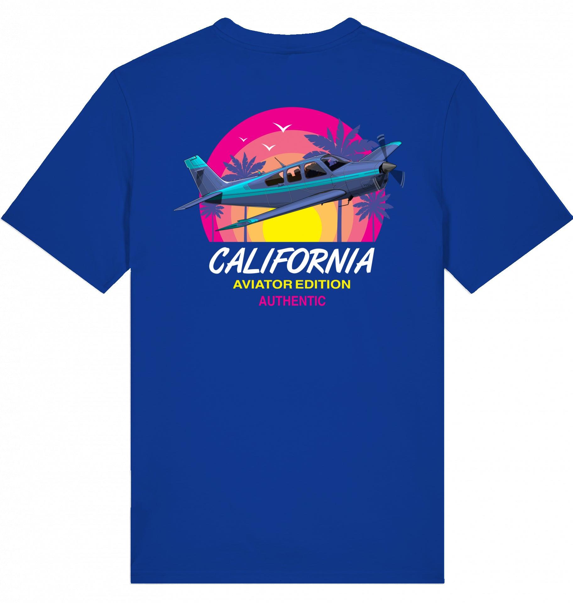 Aviation Flugzeug T-Shirt "Aviator California Summer" Worker Blue für Piloten, Crews, Kinder & Planespotter made by SUPERSONIC aero 4U