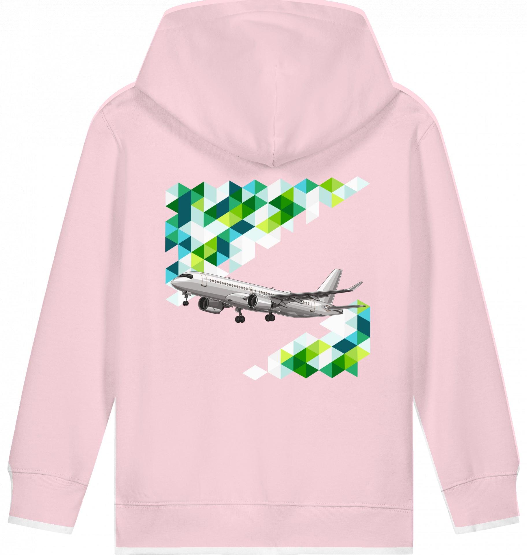 Aviation Kids Flugzeug Hoodie "Airbus A220 Aircraft" Cotton Pink für Piloten, Crews, Kinder & Planespotter made by SUPERSONIC aero 4U
