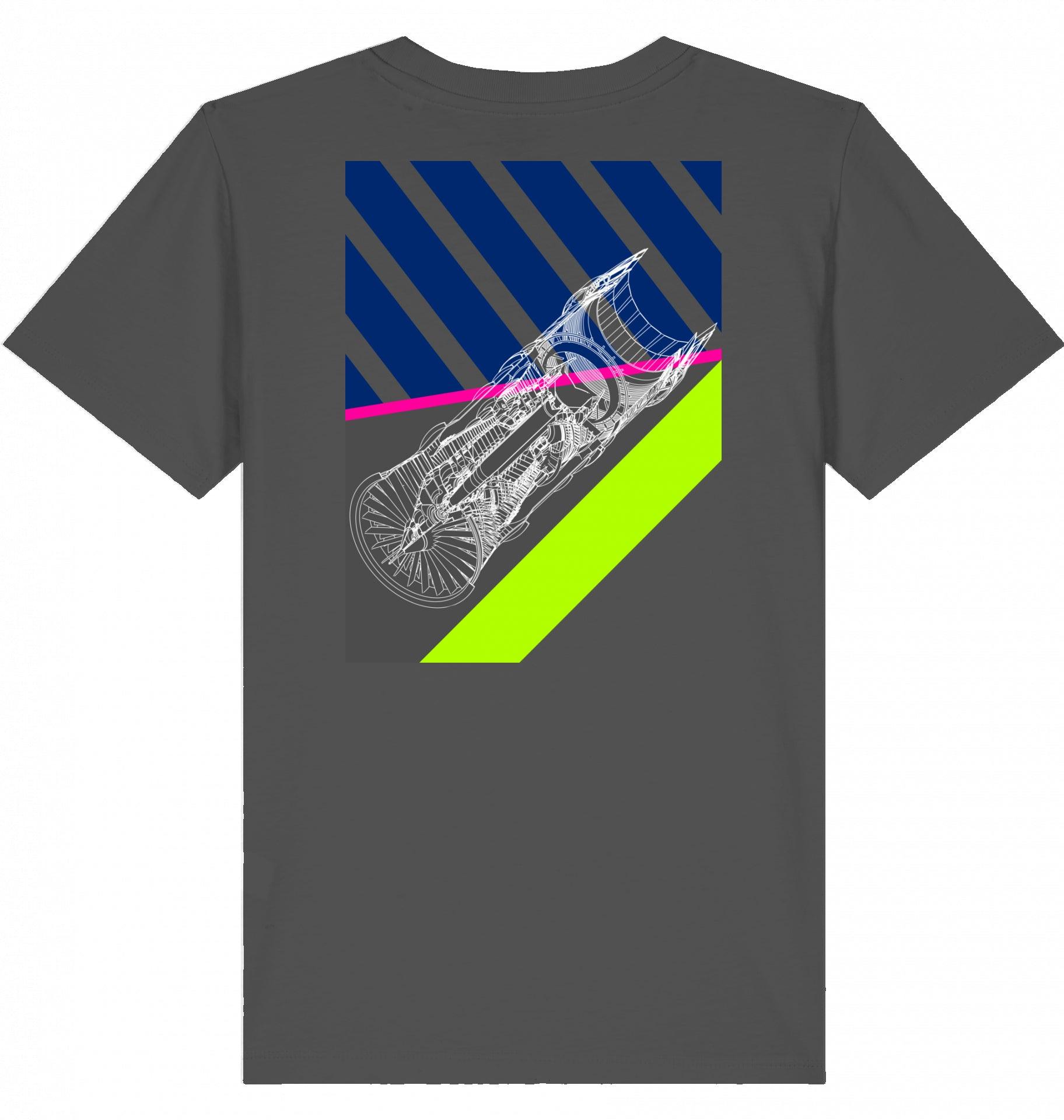 Aviation Kids Aviation T-Shirt "Aircraft Engine" 2.0 Anthracite für Piloten, Crews, Kinder & Planespotter made by SUPERSONIC aero 4U