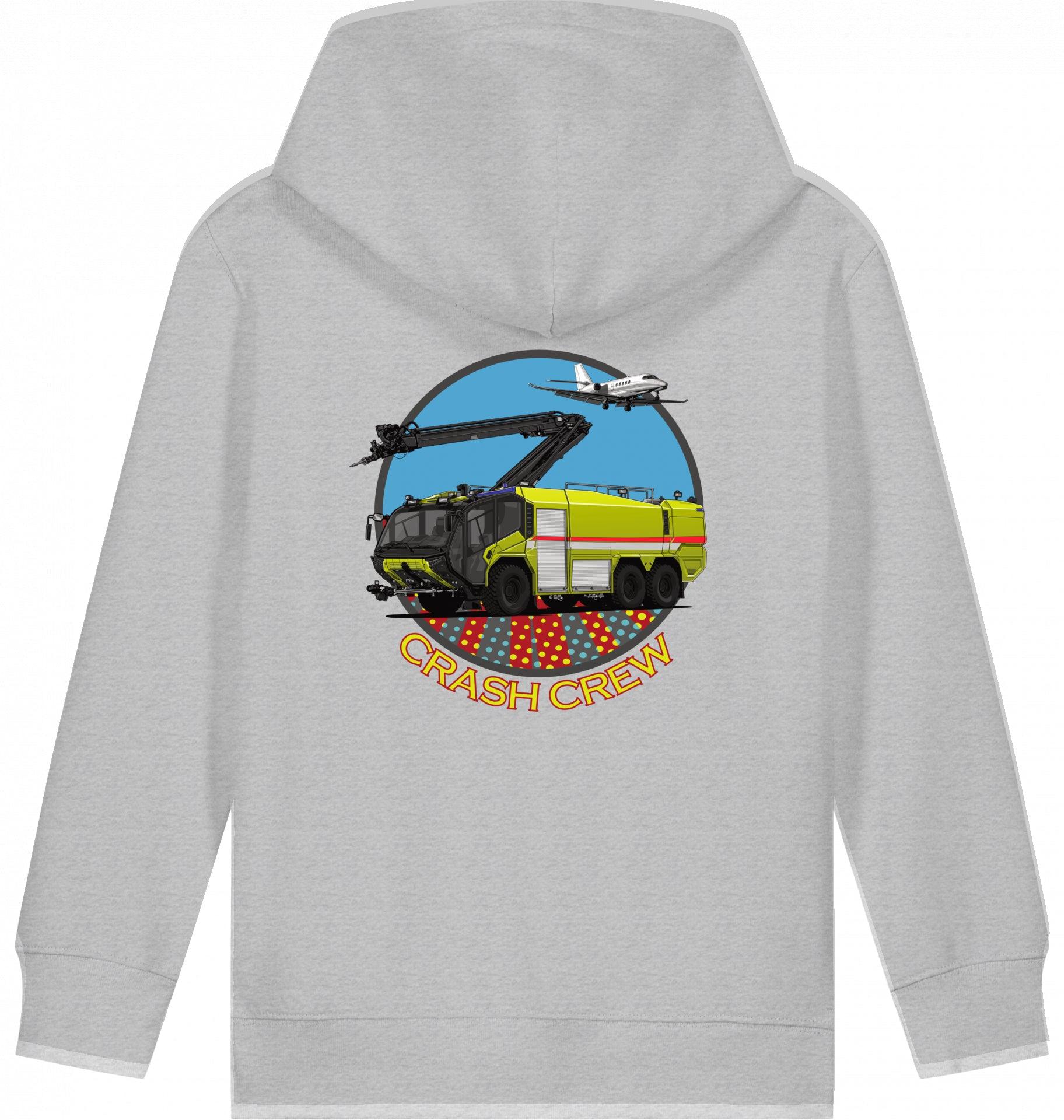 Aviation Kids Hoodie "Airport Rescue Fire Fighting ARFF - Crash Crew" Heather Grey für Piloten, Crews, Kinder & Planespotter made by SUPERSONIC aero 4U