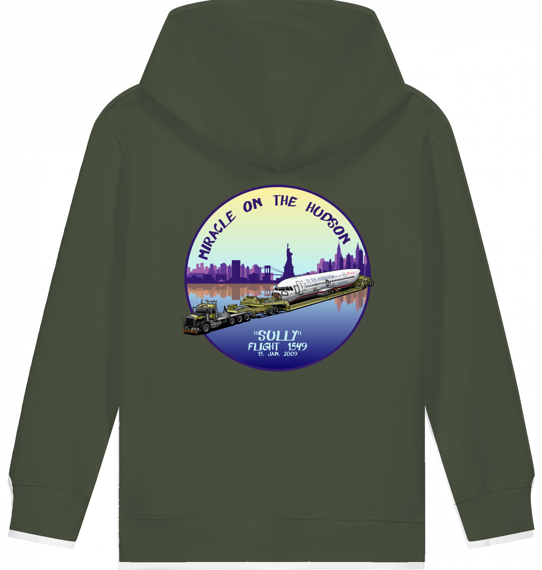 Aviation Kids Flugzeug Hoodie "Sullenberger - Miracle on the Hudson" für Piloten, Crews, Kinder & Planespotter made by SUPERSONIC aero 4U