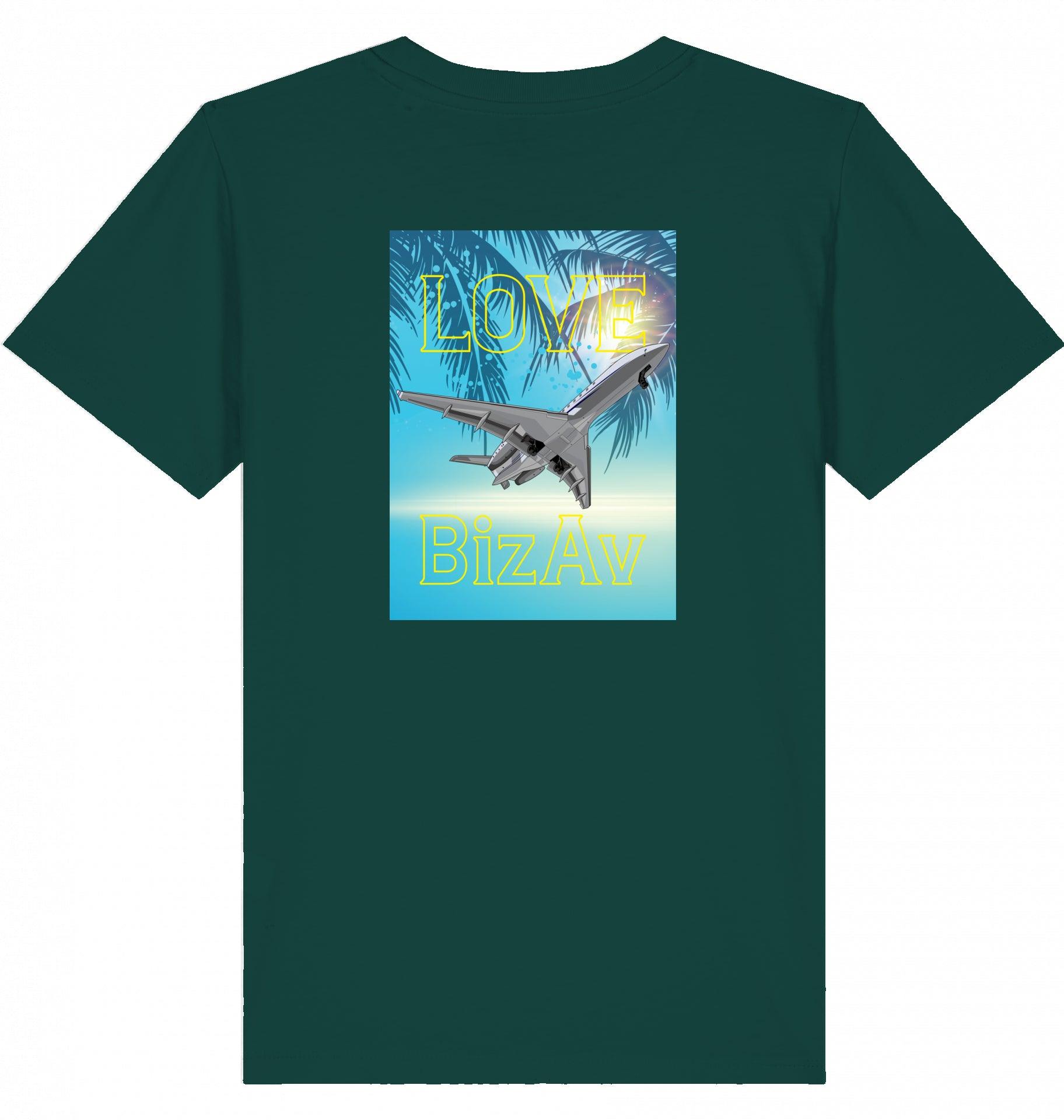 Aviation Kids Aviation T-Shirt "Love BizAv Business Aviation" 2.0 Glazed Green für Piloten, Crews, Kinder & Planespotter made by SUPERSONIC aero 4U