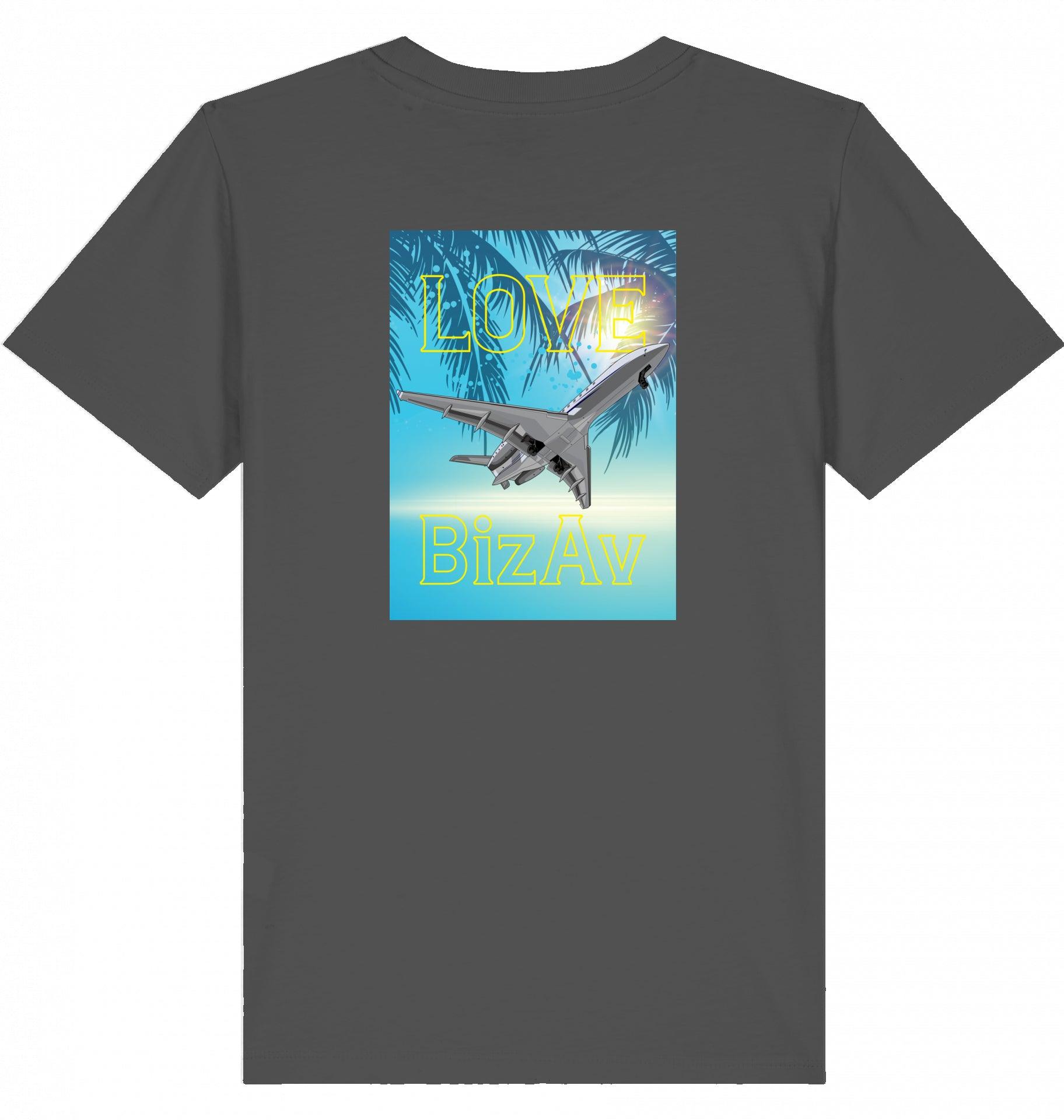 Aviation Kids Aviation T-Shirt "Love BizAv Business Aviation" 2.0 Anthracite für Piloten, Crews, Kinder & Planespotter made by SUPERSONIC aero 4U