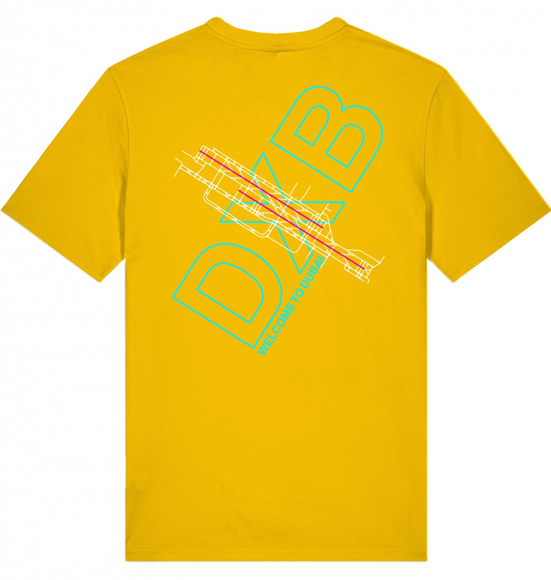 Aviation Airport T-Shirt "Dubai DXB Airportcode" Spectra Yellow für Piloten, Crews, Kinder & Planespotter made by SUPERSONIC aero 4U