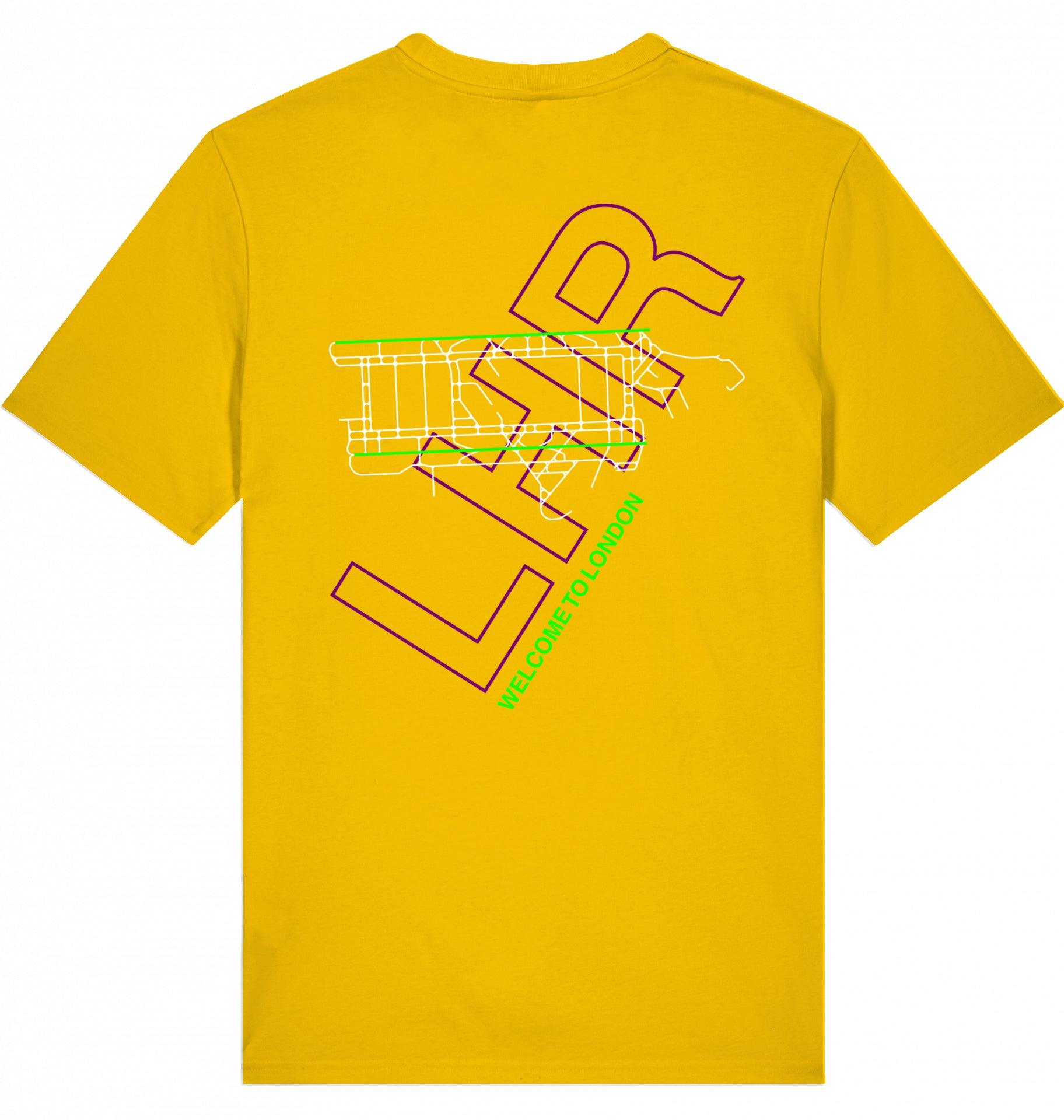 Aviation Airport T-Shirt "London Heathrow LHR Airportcode" Spectra Yellow für Piloten, Crews, Kinder & Planespotter made by SUPERSONIC aero 4U