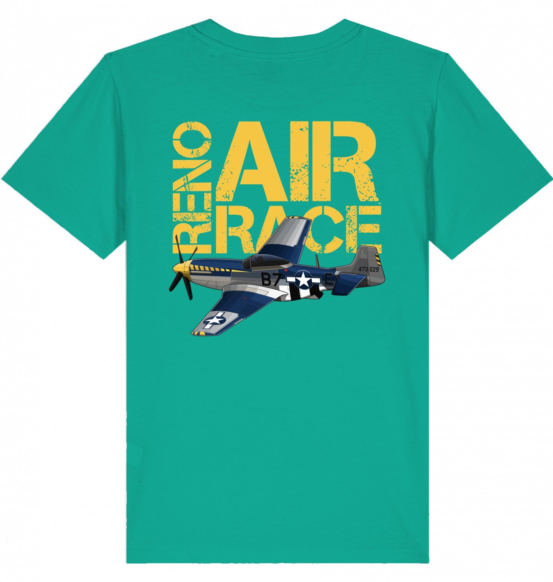 Aviation Kids Aviation T-Shirt "Reno Air Race Mustang P-51" 2.0 Go Green für Piloten, Crews, Kinder & Planespotter made by SUPERSONIC aero 4U