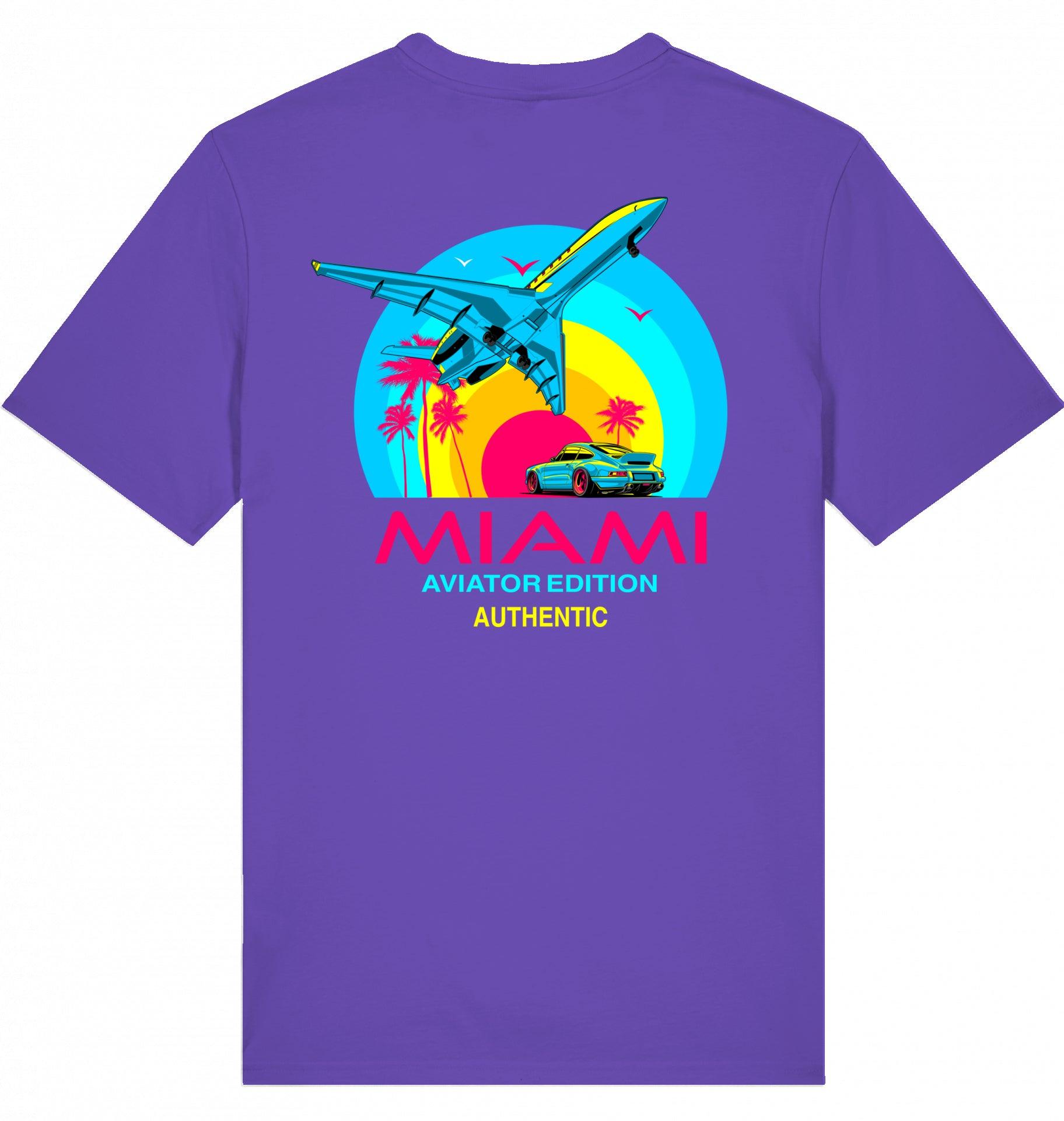 Aviation Flugzeug T-Shirt "Aviator Miami Summer" Purple Love für Piloten, Crews, Kinder & Planespotter made by SUPERSONIC aero 4U