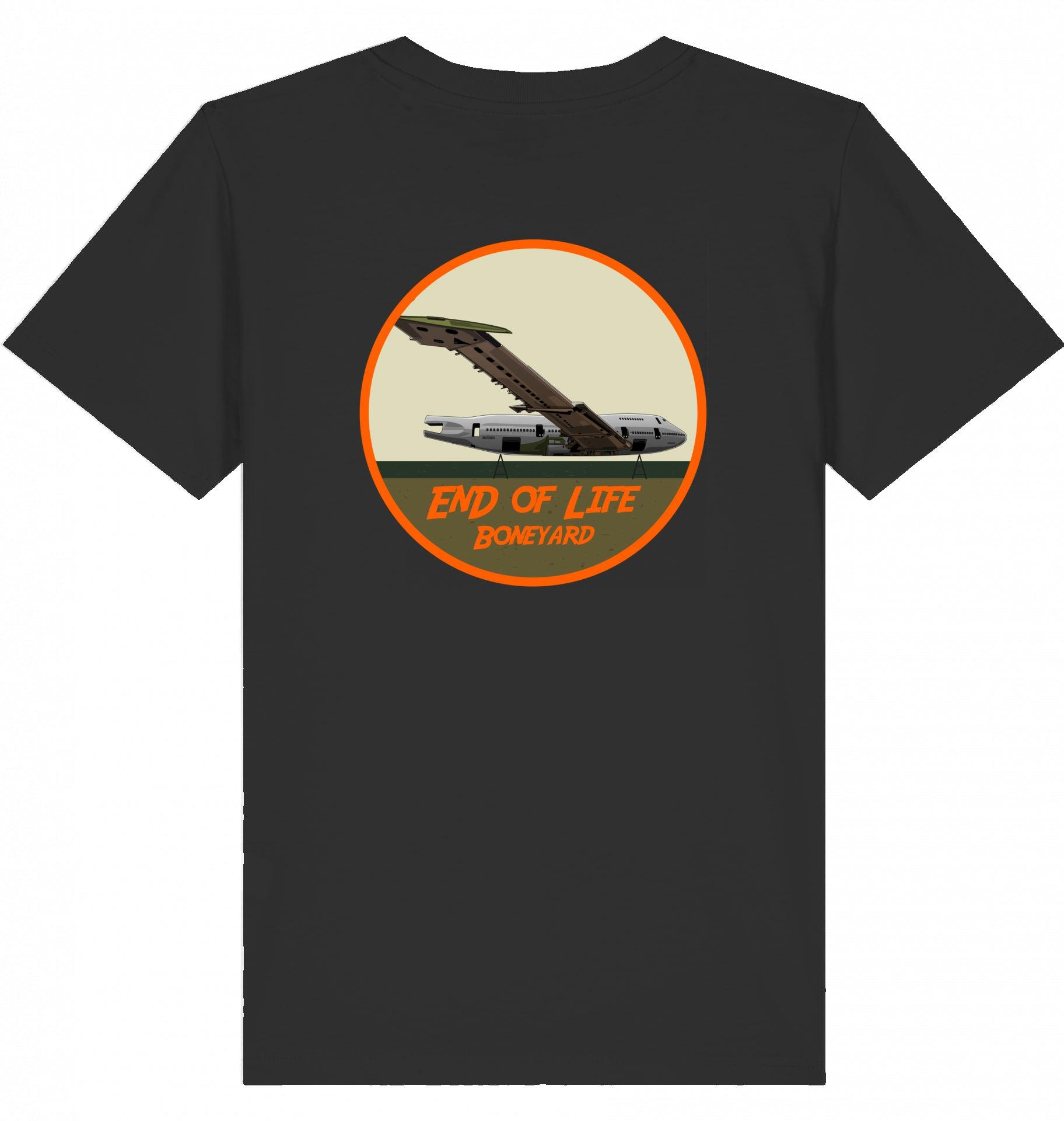 Aviation Kids Aviation T-Shirt "Boeing 747 End of Life Boneyard" 2.0 Black für Piloten, Crews, Kinder & Planespotter made by SUPERSONIC aero 4U