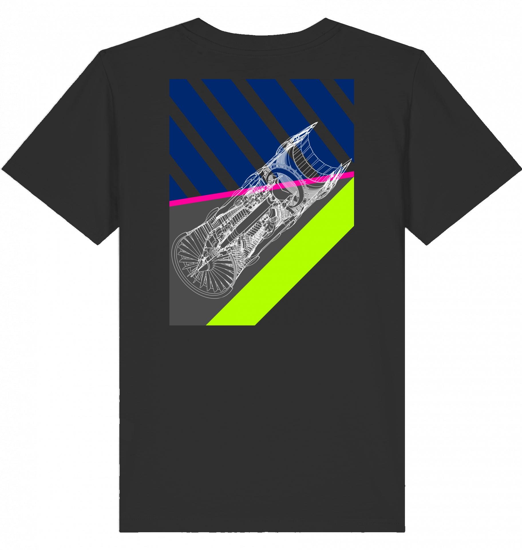 Aviation Kids Aviation T-Shirt "Aircraft Engine" 2.0 Black für Piloten, Crews, Kinder & Planespotter made by SUPERSONIC aero 4U