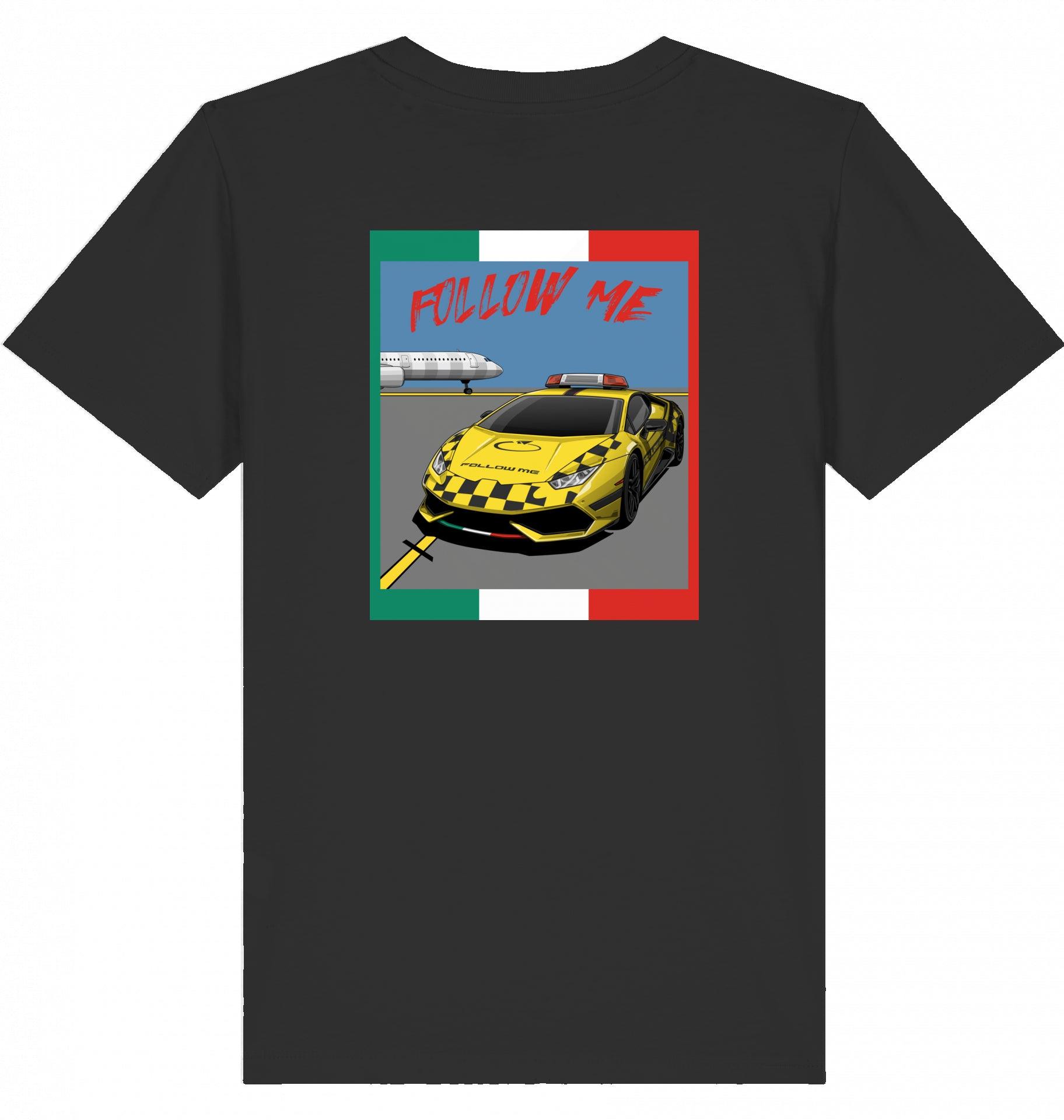 Aviation Kids Aviation T-Shirt "Follow Me Supercar" Flughafen 2.0 Black für Piloten, Crews, Kinder & Planespotter made by SUPERSONIC aero 4U