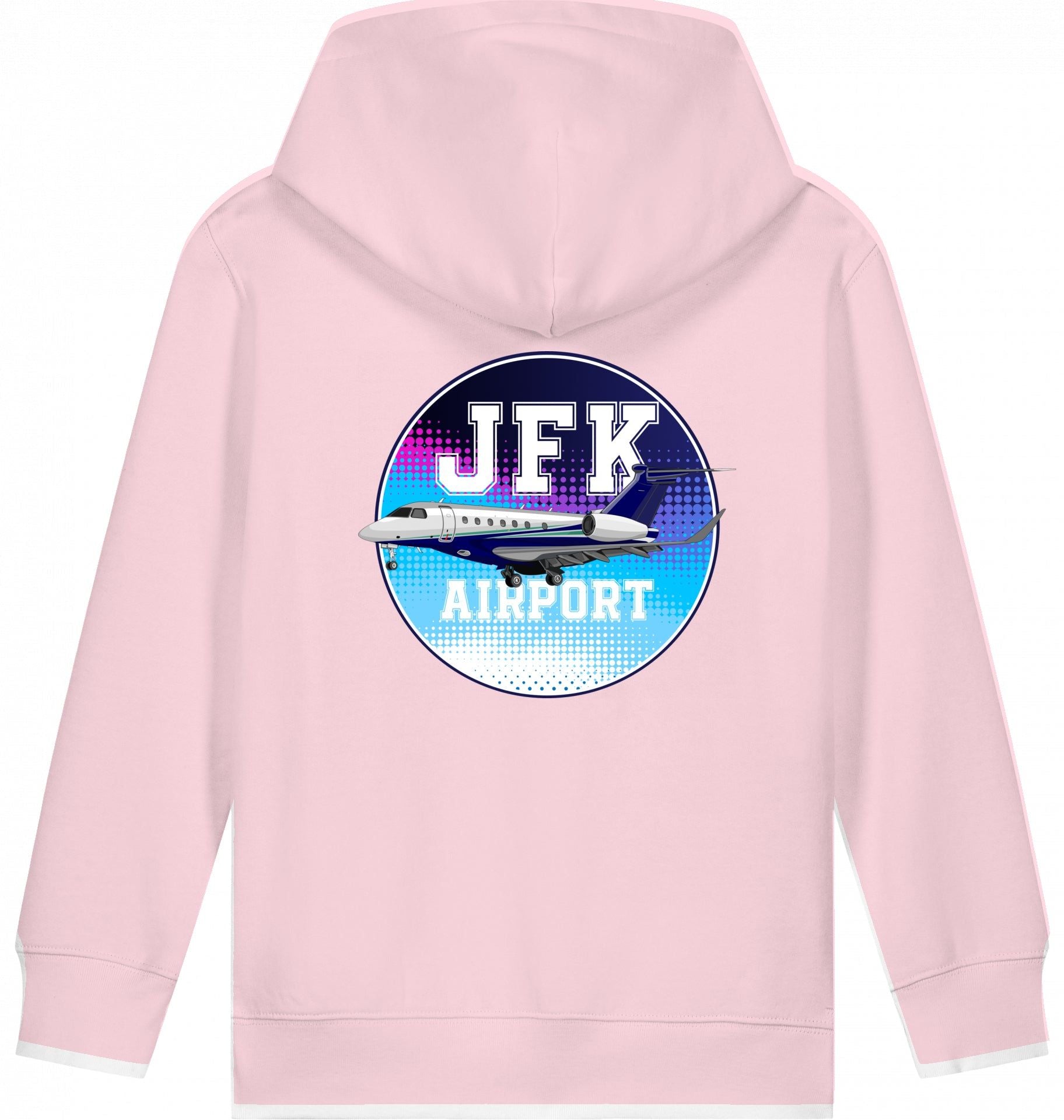 Aviation Kids Flugzeug Hoodie Embraer Praetor 600 JFK Cotton Pink für Piloten, Crews, Kinder & Planespotter made by SUPERSONIC aero 4U