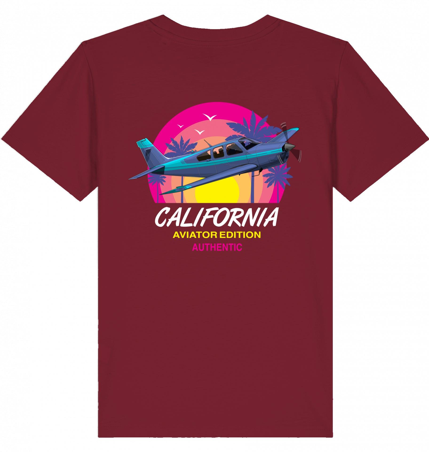 Aviation Kids Aviation T-Shirt "Aviator California Summer" 2.0 Burgundy für Piloten, Crews, Kinder & Planespotter made by SUPERSONIC aero 4U
