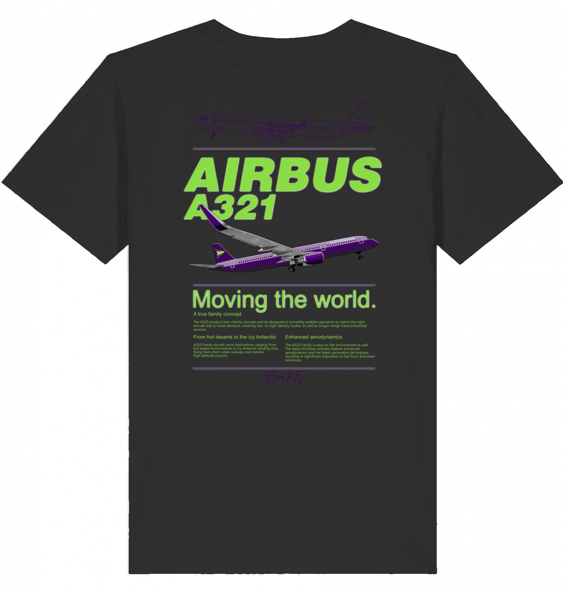 Aviation Kids Aviation T-Shirt "Airbus A321 Neo Flugzeug" 2.0 Black für Piloten, Crews, Kinder & Planespotter made by SUPERSONIC aero 4U