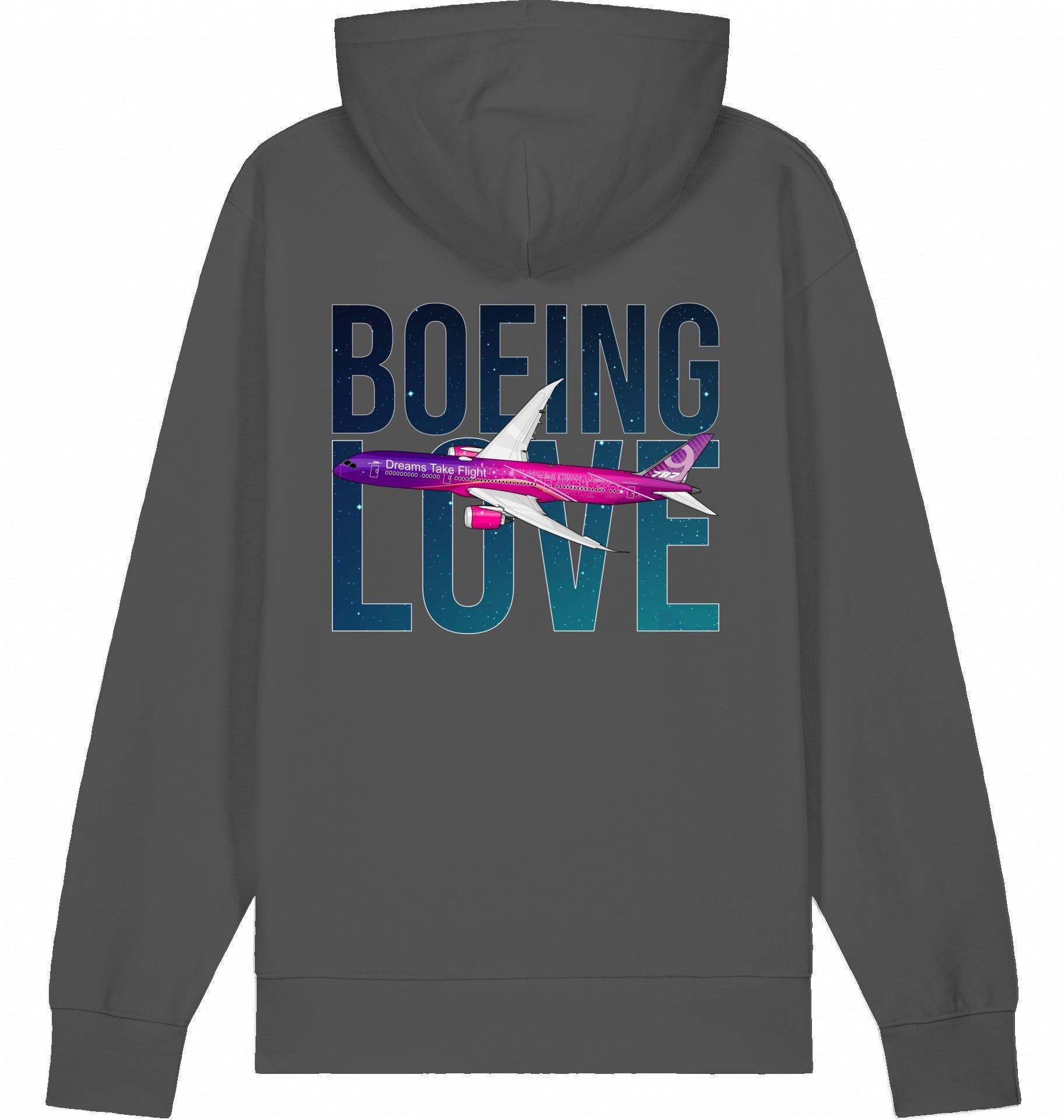 Aviation Flugzeug Hoodie Boeing Love 787 Dreamliner Anthracite für Piloten, Crews, Kinder & Planespotter made by SUPERSONIC aero 4U