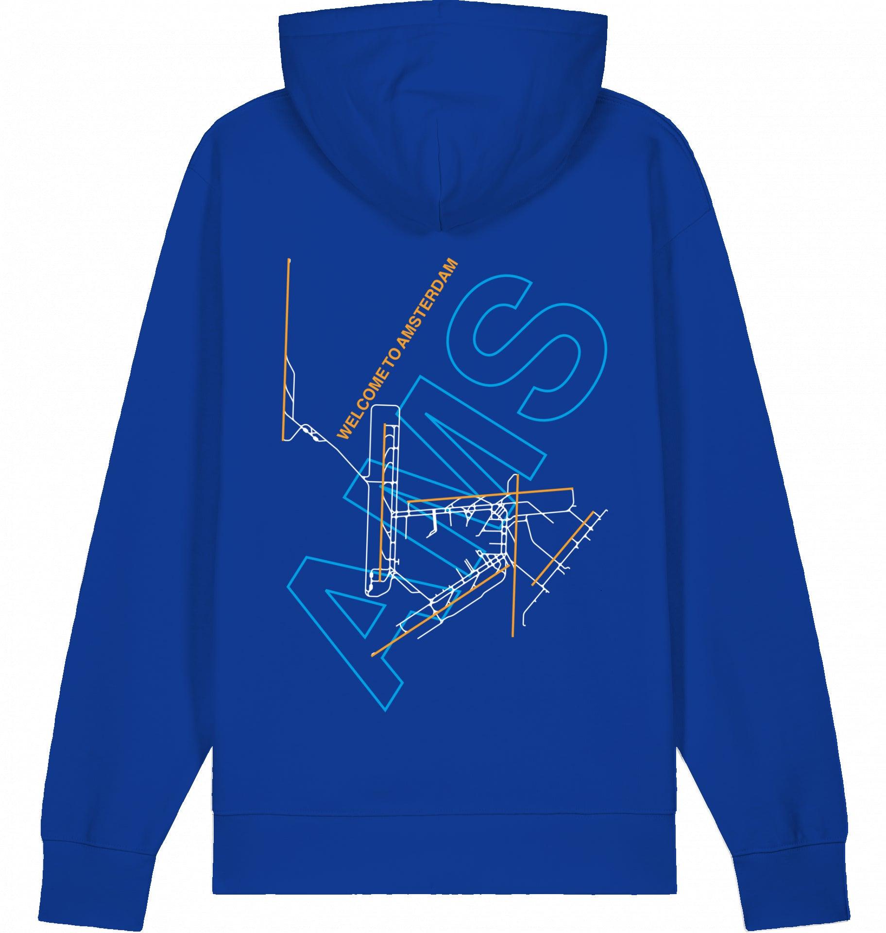 Aviation Amsterdam AMS Airport Hoodie 2.0 Worker Blue für Piloten, Crews, Kinder & Planespotter made by SUPERSONIC aero 4U