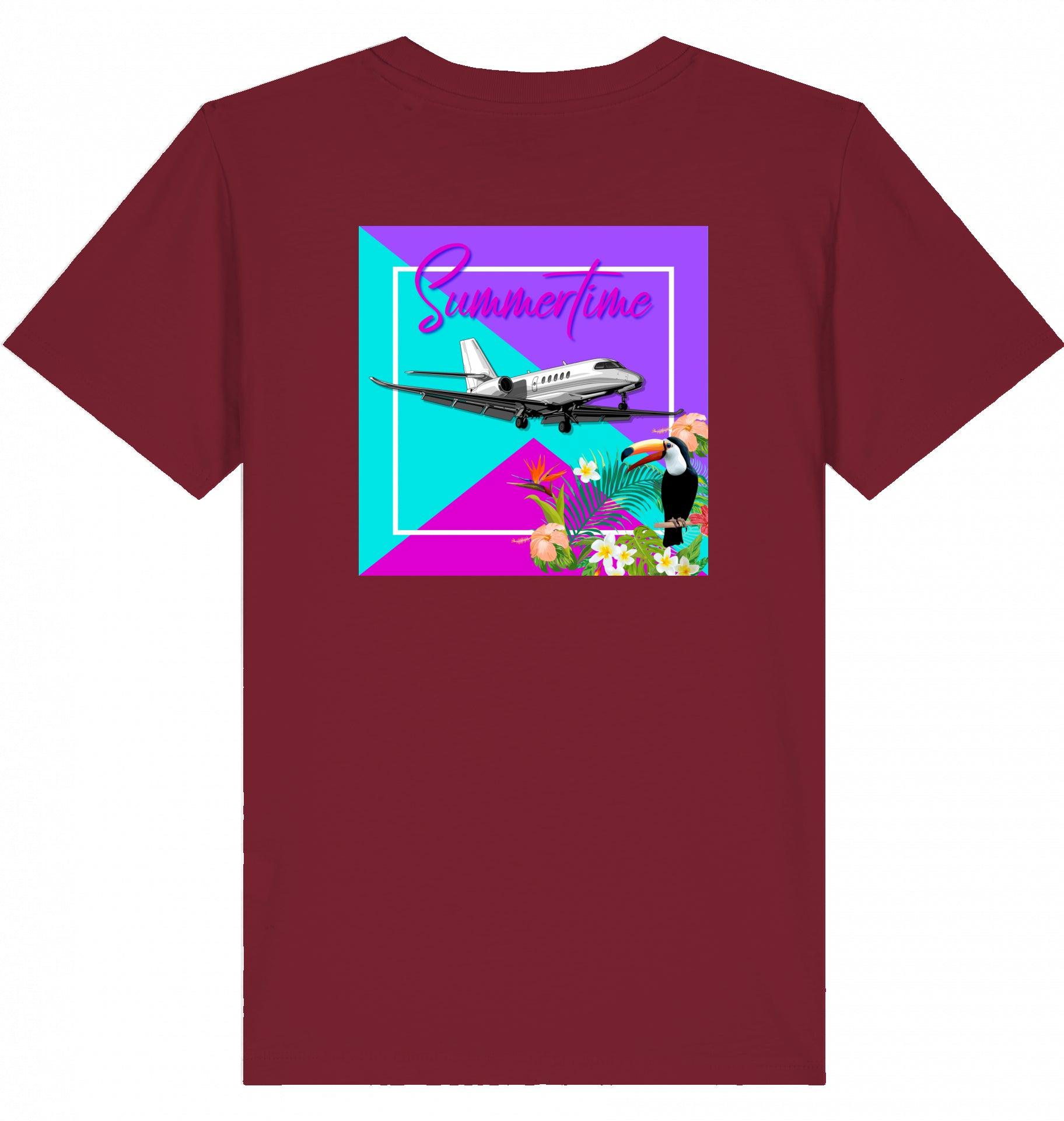 Aviation Kids Aviation T-Shirt "Summertime in Aviation" Cessna Citation Latitude Business Jet 2.0 Burgundy für Piloten, Crews, Kinder & Planespotter made by SUPERSONIC aero 4U