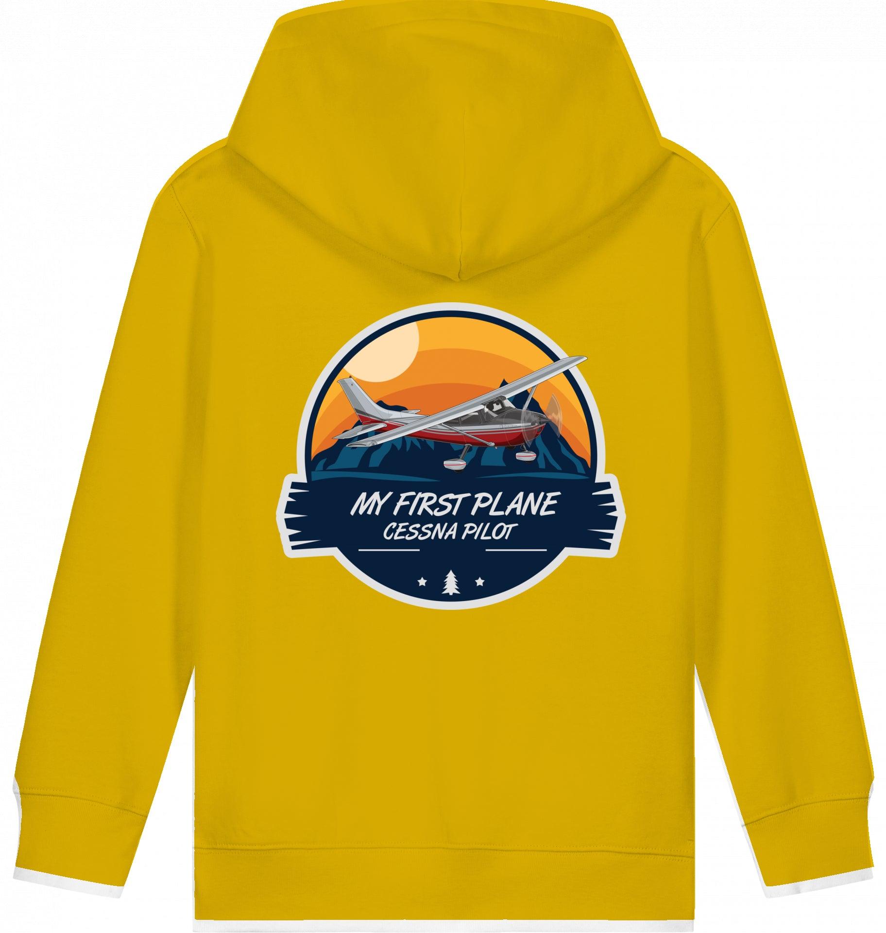 Aviation Kids Flugzeug Hoodie "My First Plane - Cessna 172" Ochre für Piloten, Crews, Kinder & Planespotter made by SUPERSONIC aero 4U