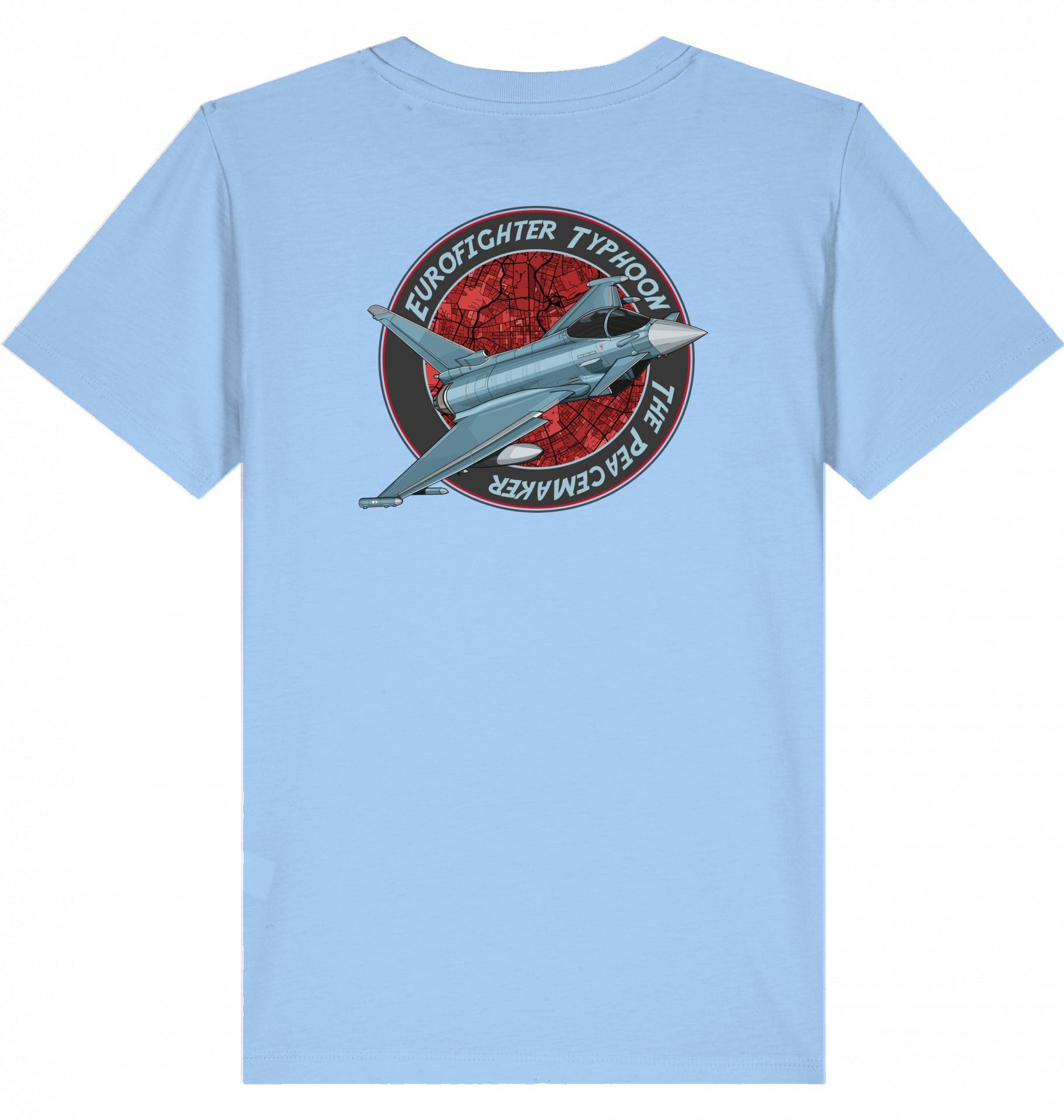 Aviation Kids Aviation T-Shirt "Eurofighter Typhoon - The Peacemaker" 2.0 Blue Soul für Piloten, Crews, Kinder & Planespotter made by SUPERSONIC aero 4U