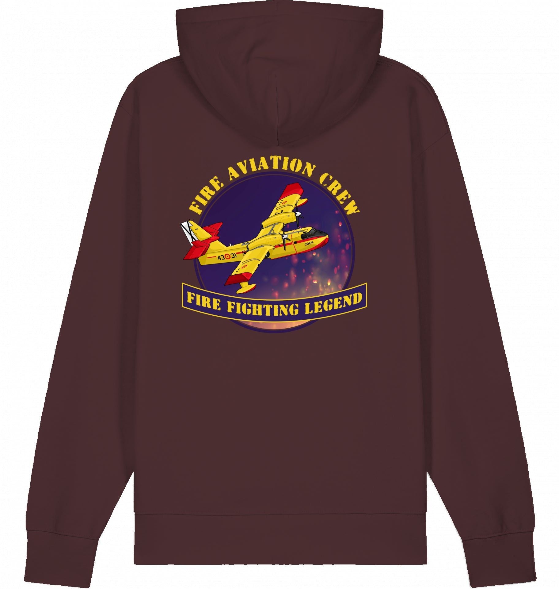 Aviation Flugzeug Hoodie CL-412 Fire Fighting Legend Red Brown für Piloten, Crews, Kinder & Planespotter made by SUPERSONIC aero 4U